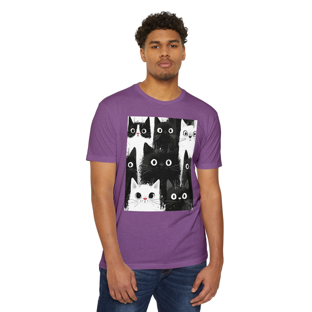 Cat Pack Graphic T-Shirt — Cute Black & White Cats Print