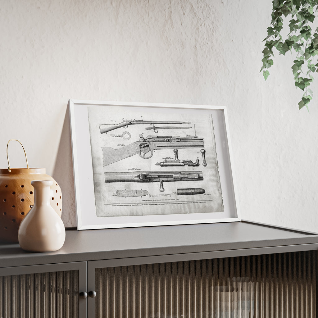 Antique Rifle Patent Poster — Framed Vintage Firearm Print