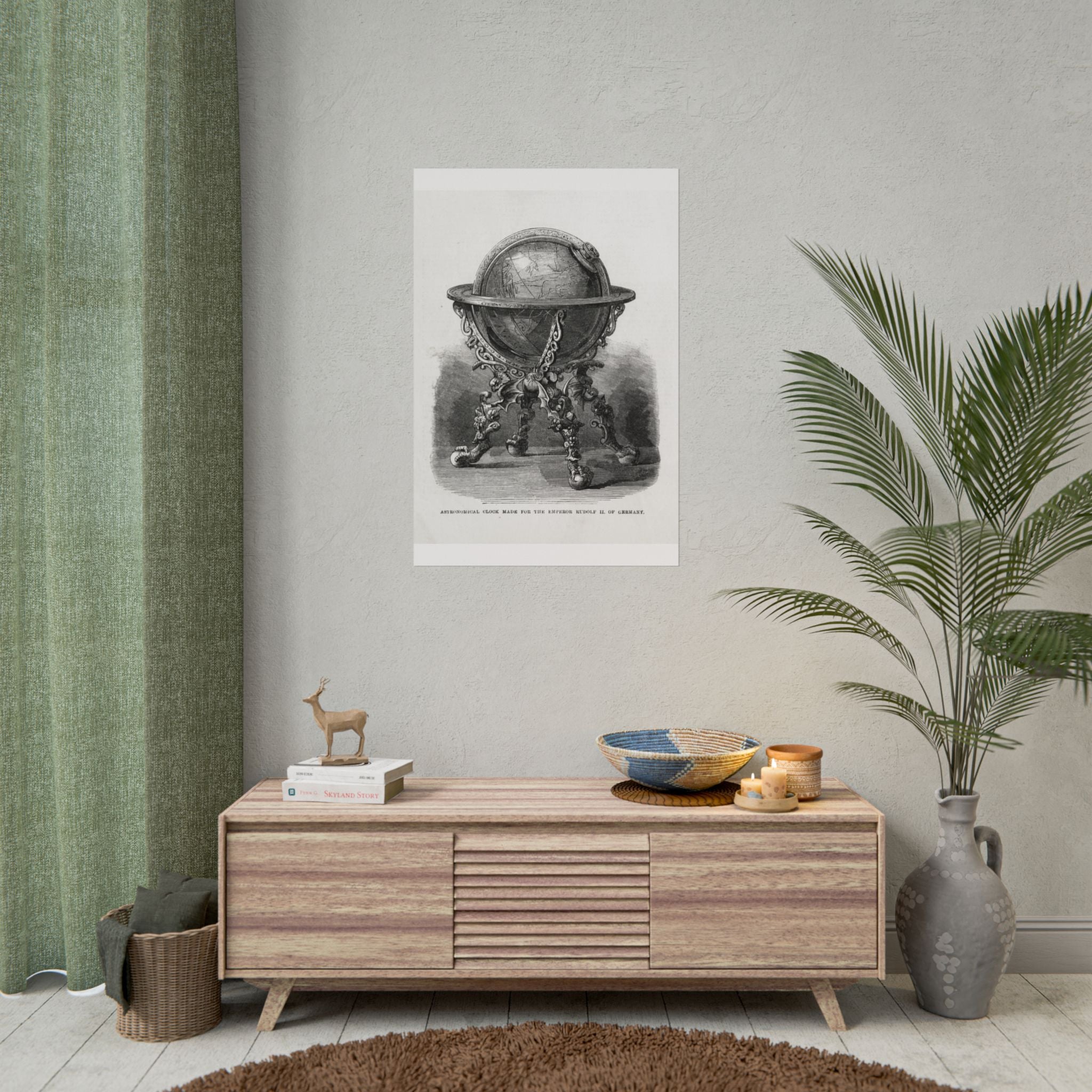 Antique Globe Illustration Rolled Poster — Vintage Scientific Print