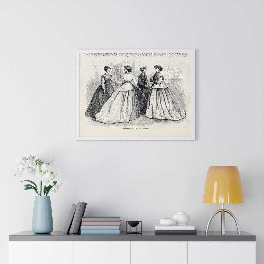 Vintage Fashion Print Framed Poster — Paris Fashion — 19th Century Ladies Illustration