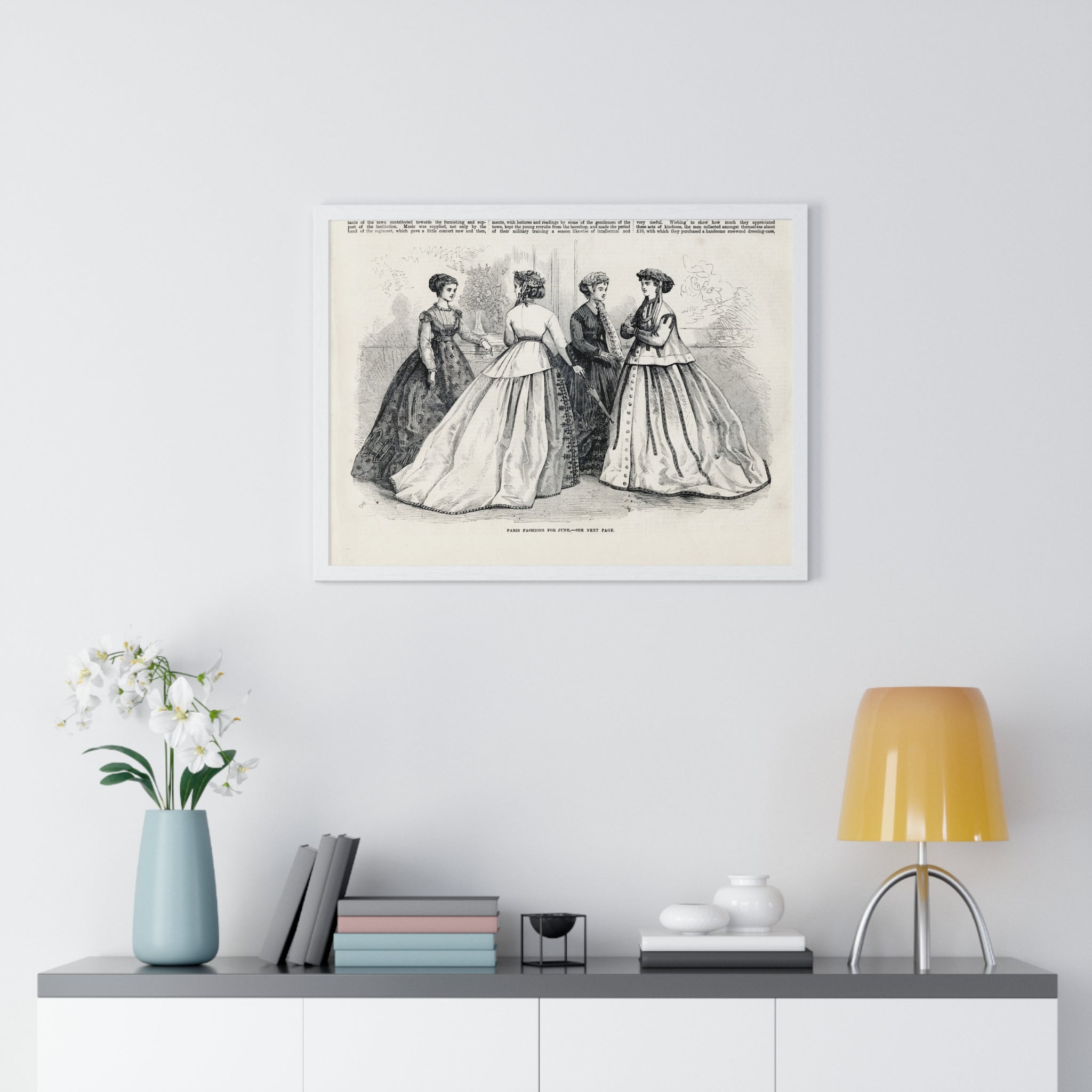 Vintage Fashion Print Framed Poster — Paris Fashion — 19th Century Ladies Illustration