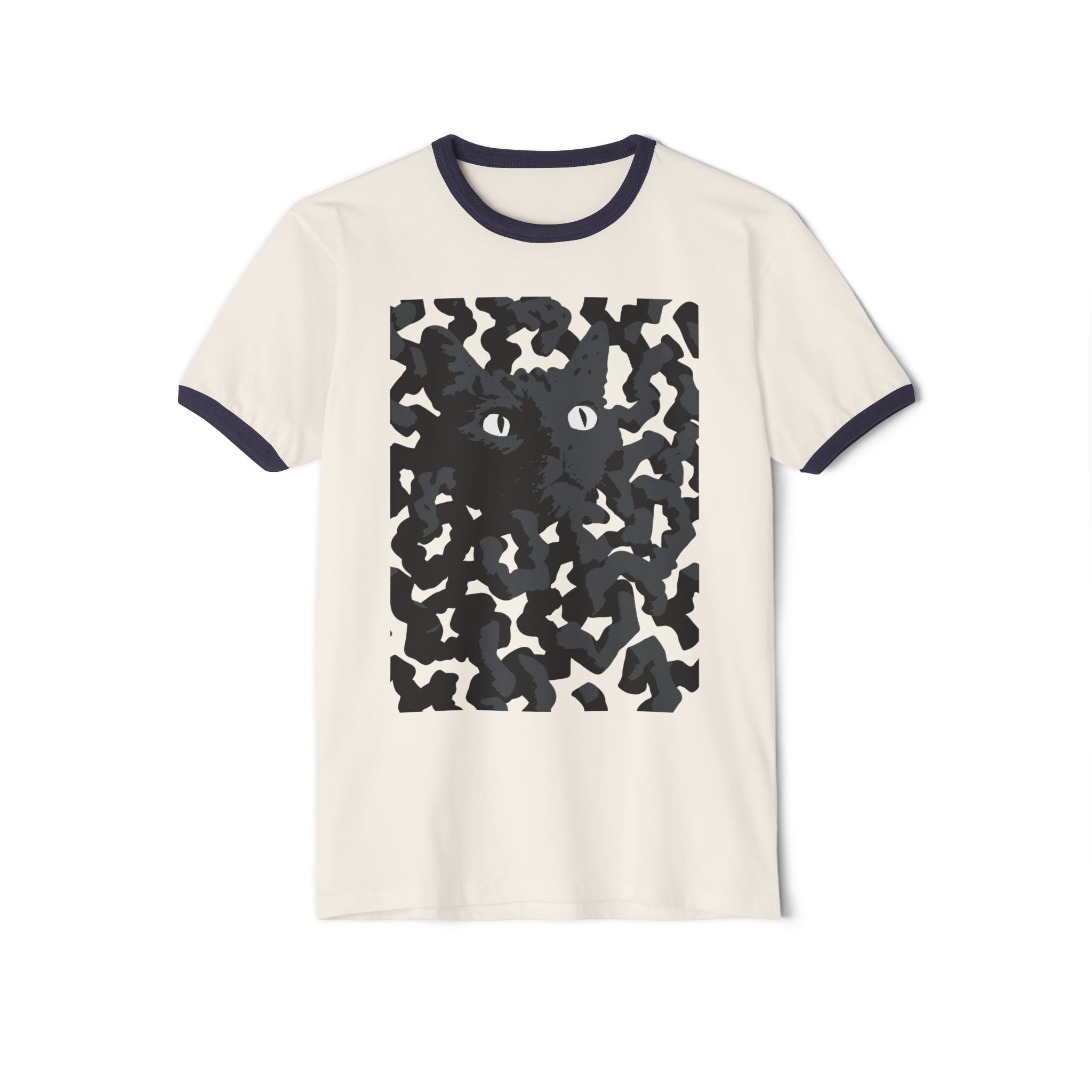 Black Cat Camouflage Ringer Tee