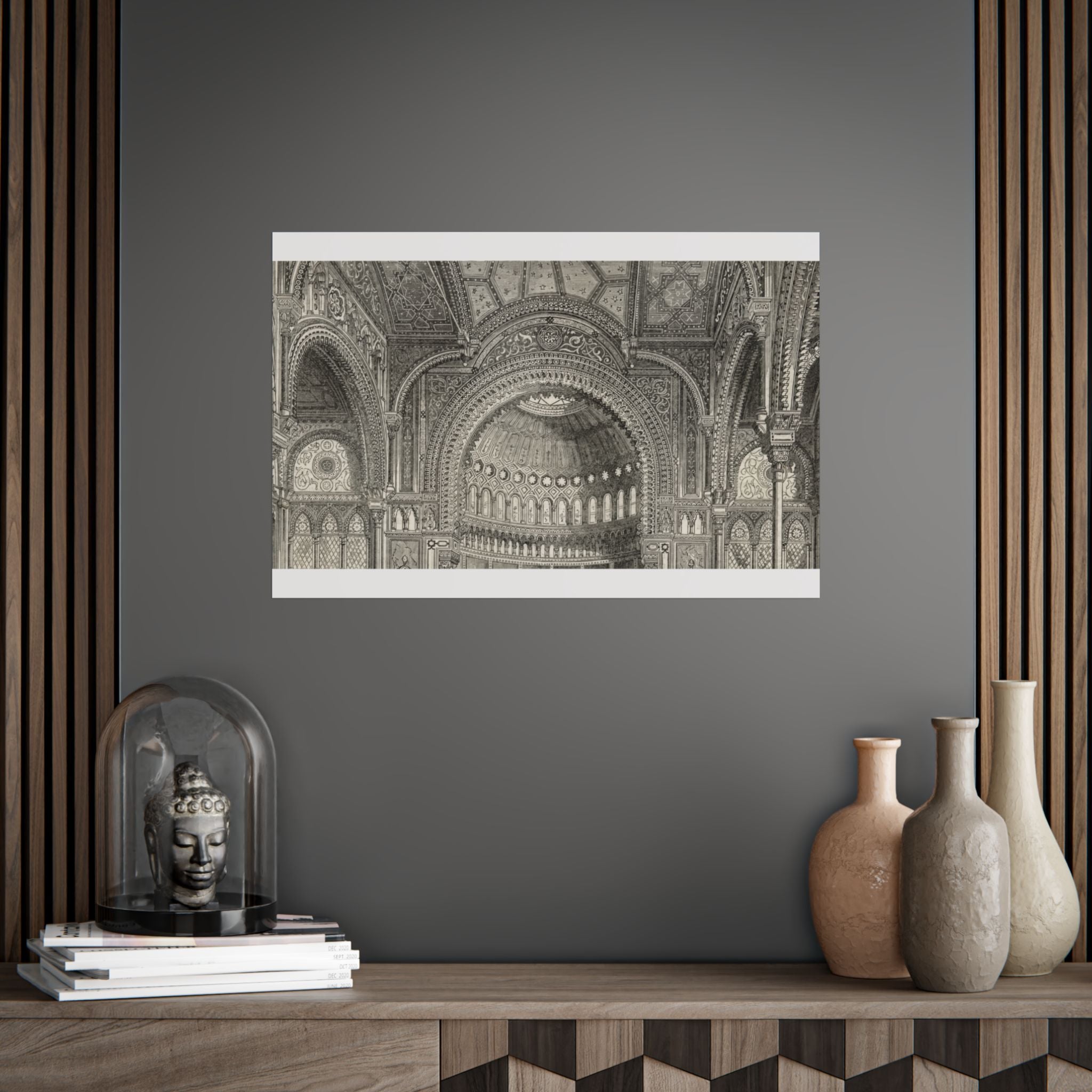 Detail of the New Jewish Synagogue, Berlin. Architectural Interior Poster — Vintage Cathedral Dome Print