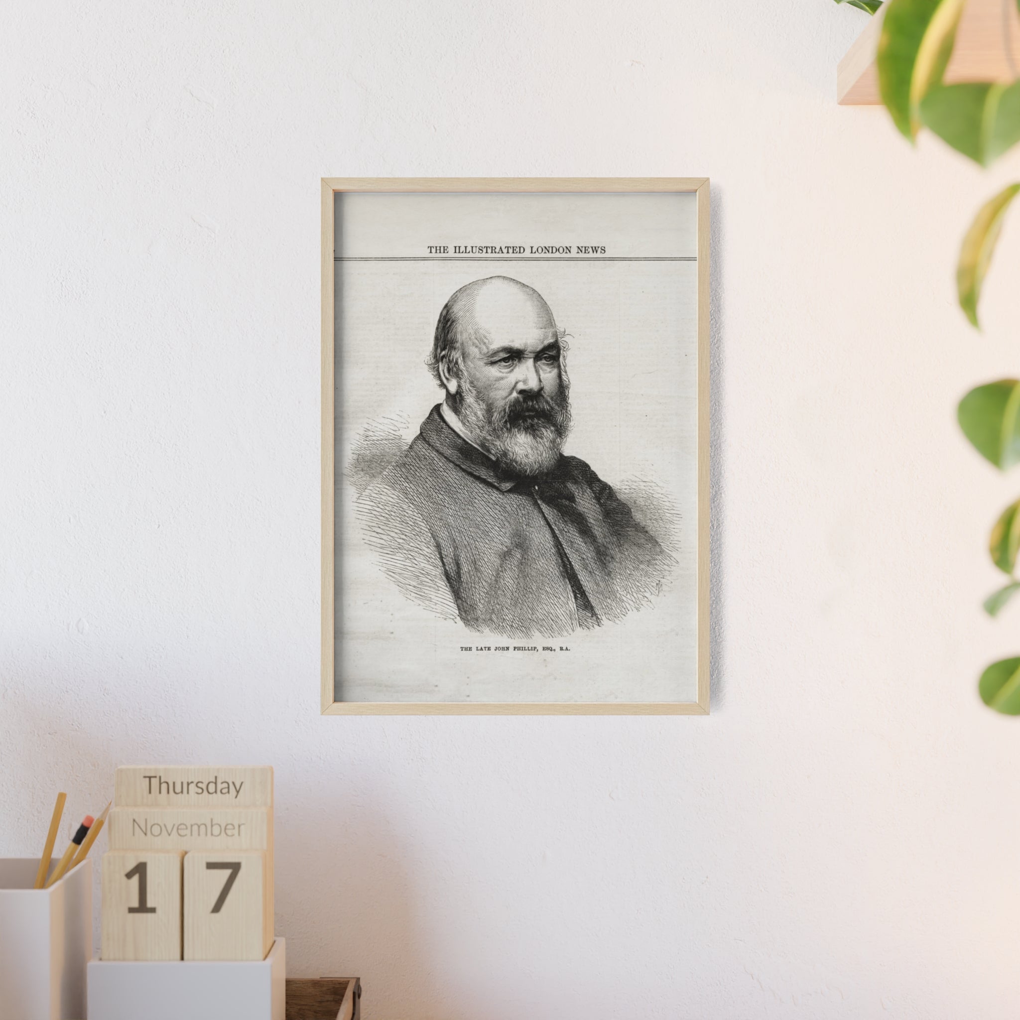The Late John Phillip, Esq. Framed Vintage Portrait Print — Illustrated London News Gentleman Poster