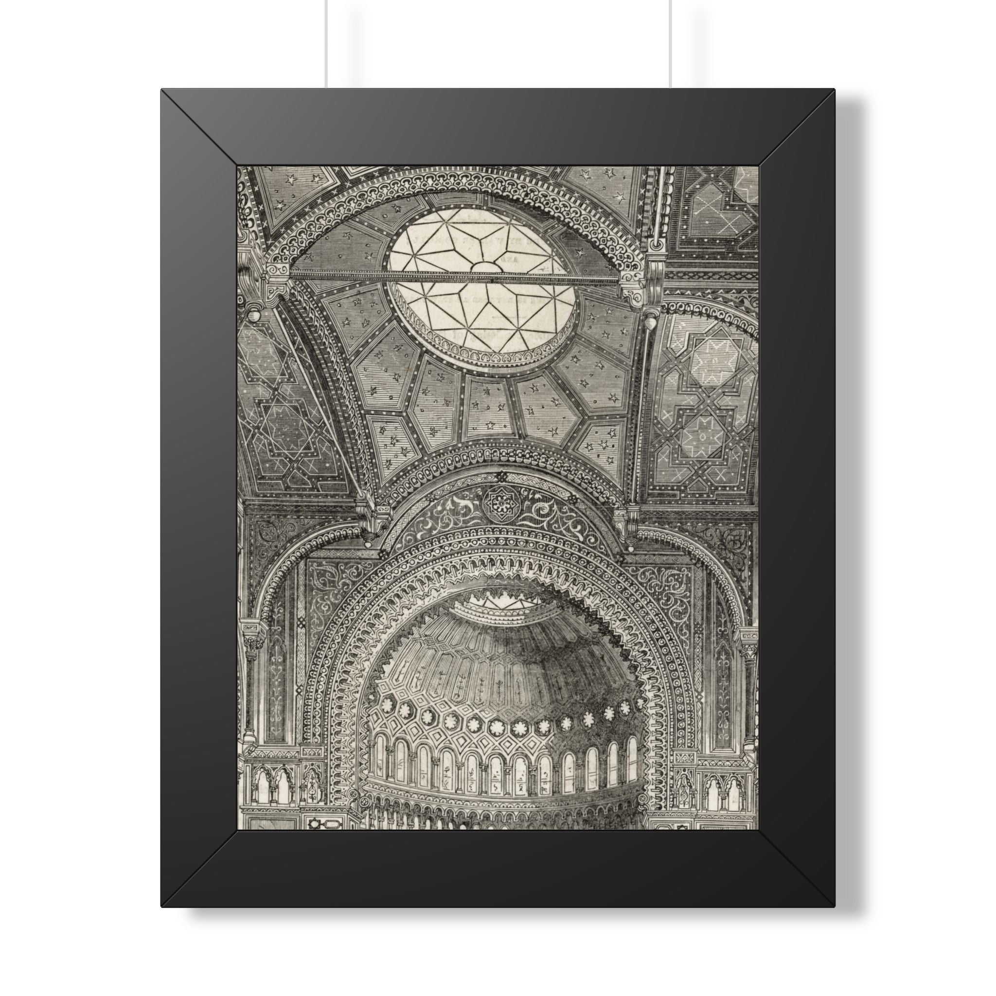 Detail of the New Jewish Synagogue, Berlin. Vintage Cathedral Ceiling Framed Poster — Architectural Interior Art Print