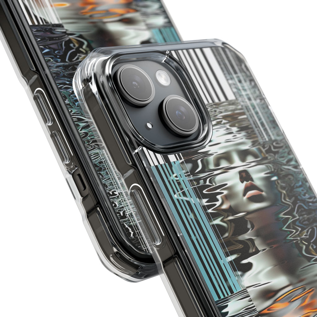 Magnetic Clear Impact Case — Glitch Portrait Art Phone Case