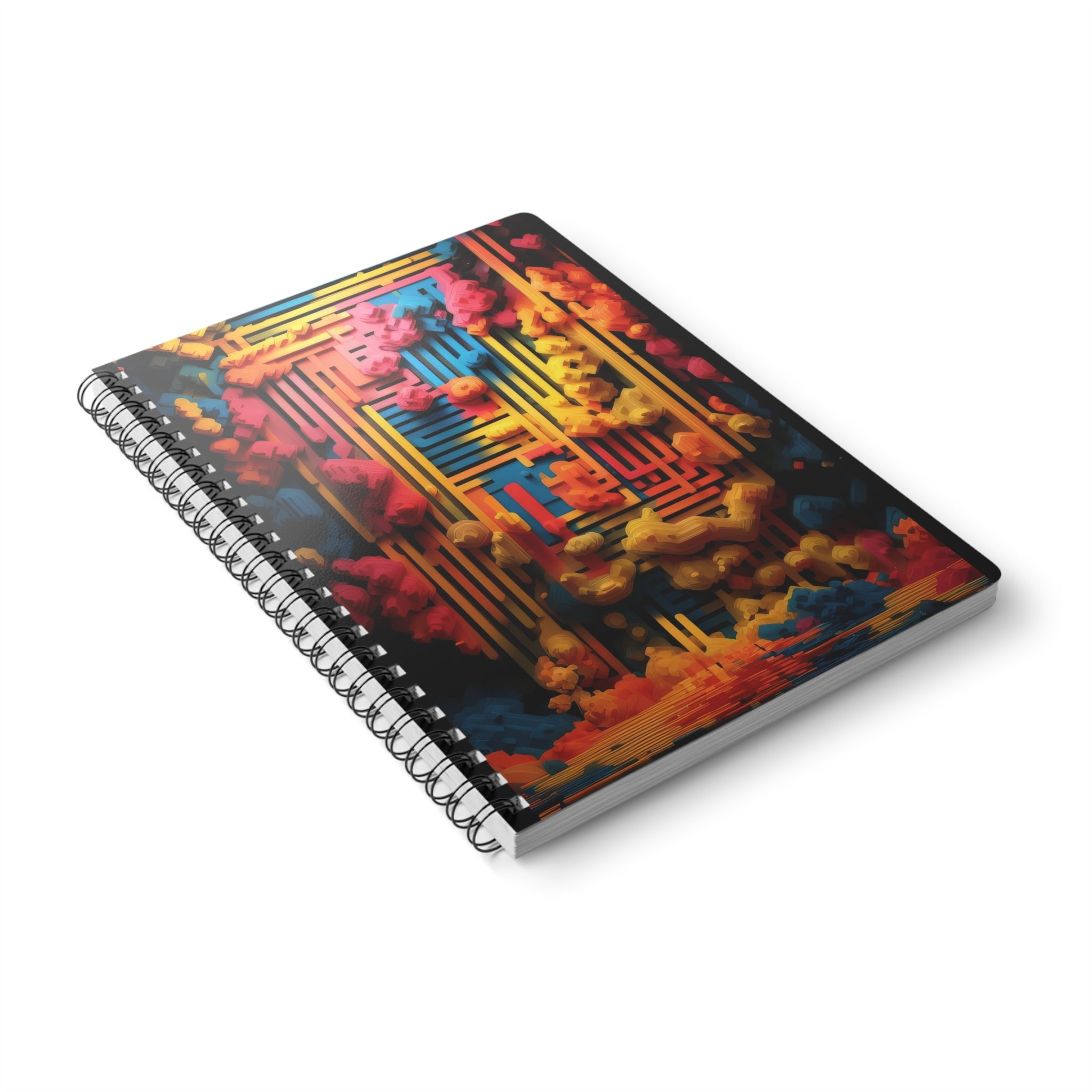 A5 Wirobound Notebook — Abstract Neon Cloud Geometric Cover