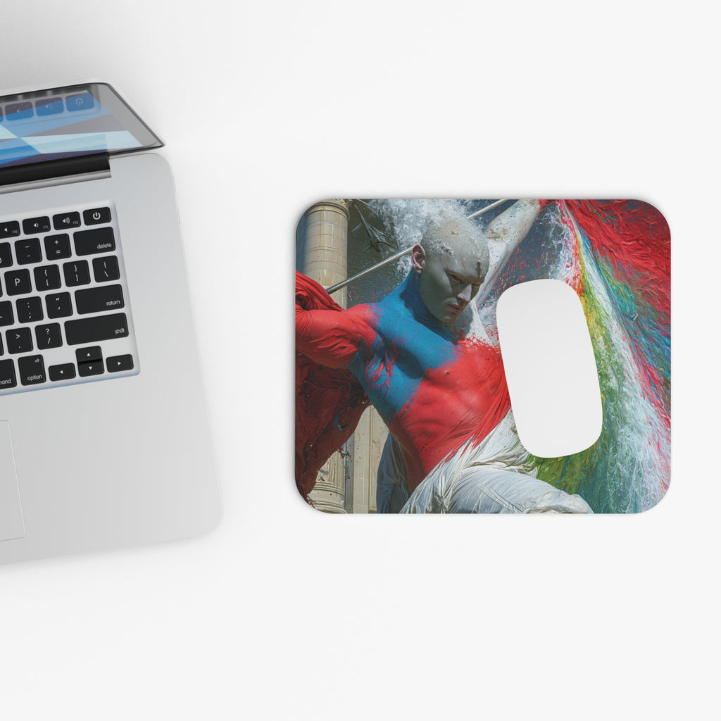 Rainbow Paint Performance Mouse Pad — Dramatic Aerial Dancer Desk Mat