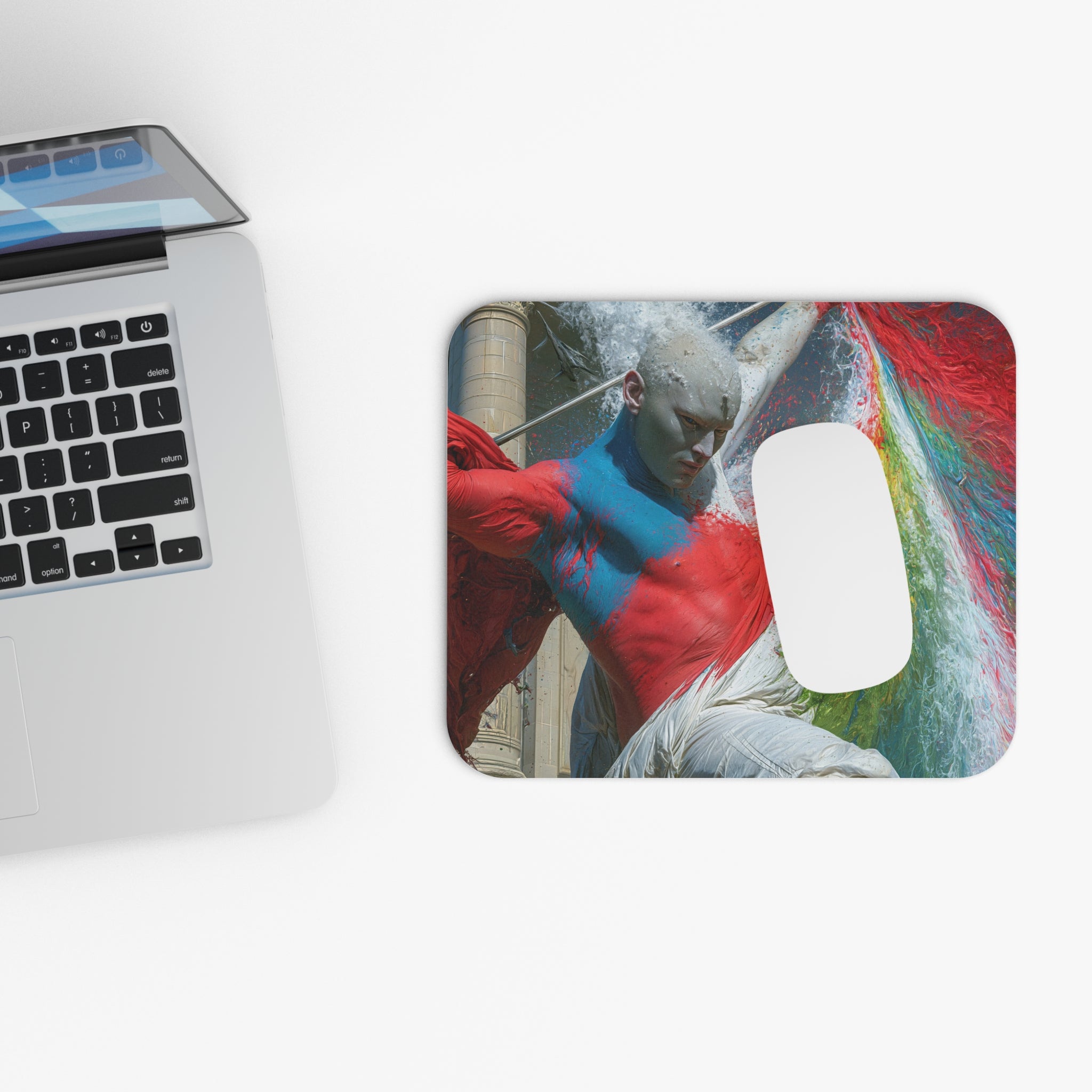 Rainbow Paint Performance Mouse Pad — Dramatic Aerial Dancer Desk Mat