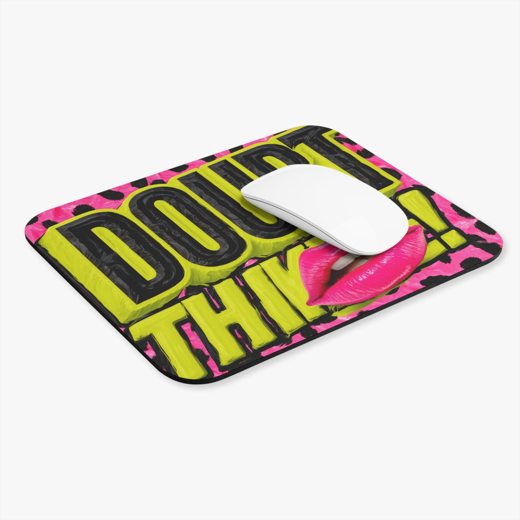 Doubt Thieve! Retro Pop Art Mouse Pad — Neon Lip Graphic Desk Mat
