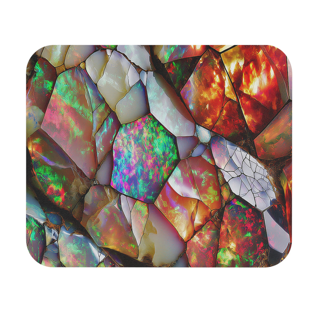 Opal Mosaic Mouse Pad — Iridescent Gemstone Desk Mat