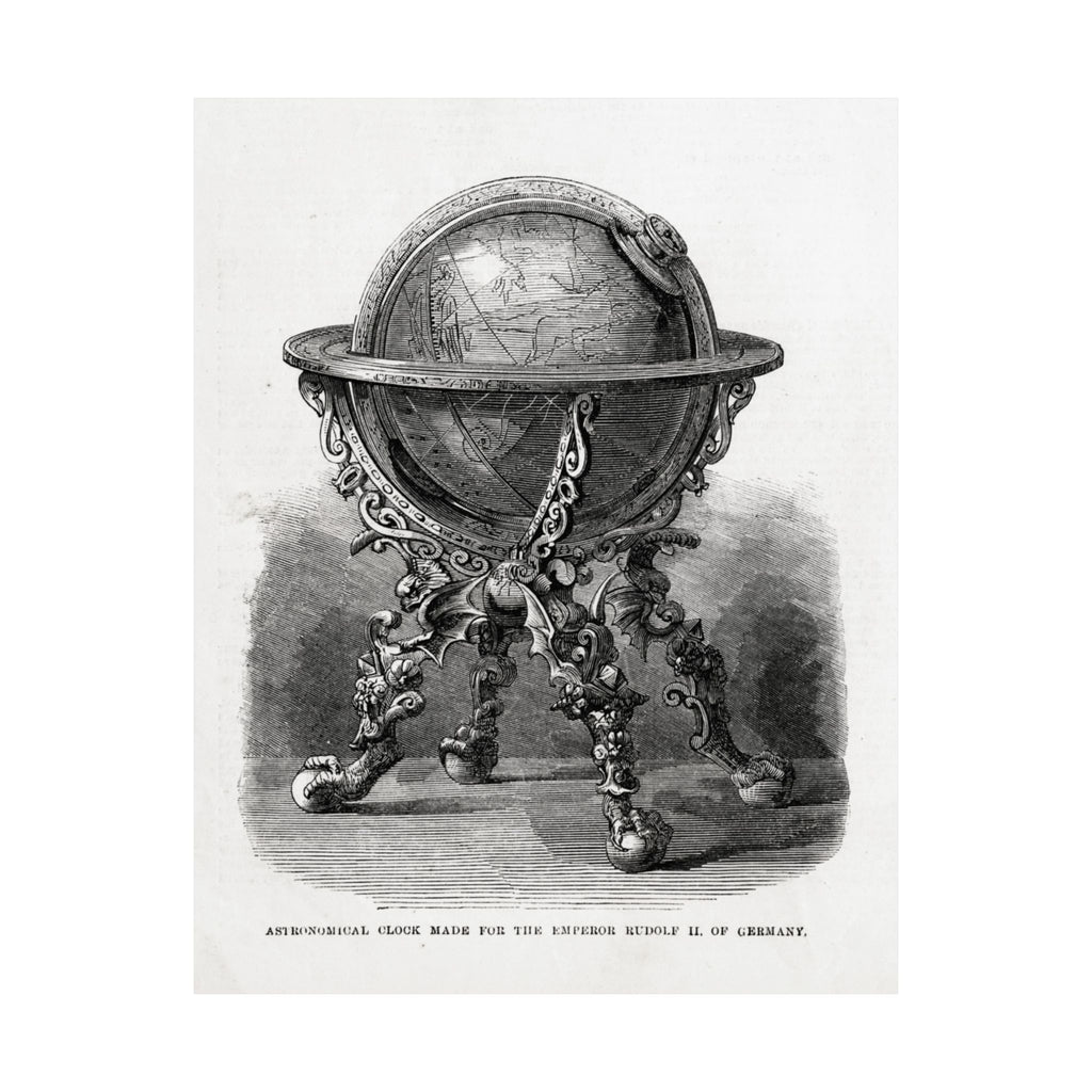 Antique Globe Illustration Matte Vertical Poster — Vintage Scientific Engraving Wall Art