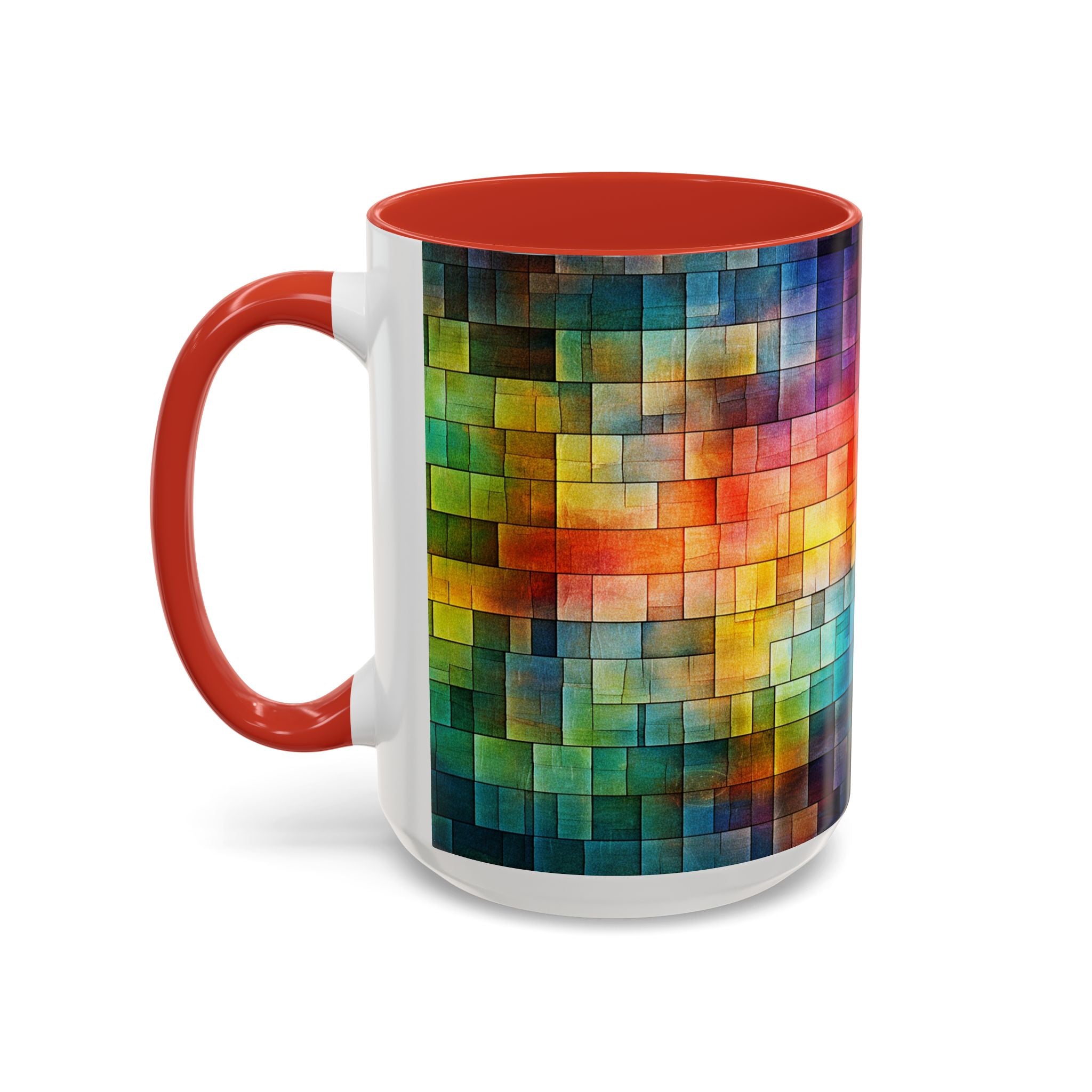 Colorful Mosaic Accent Coffee Mug - Vibrant Geometric Pattern (11/15 oz)