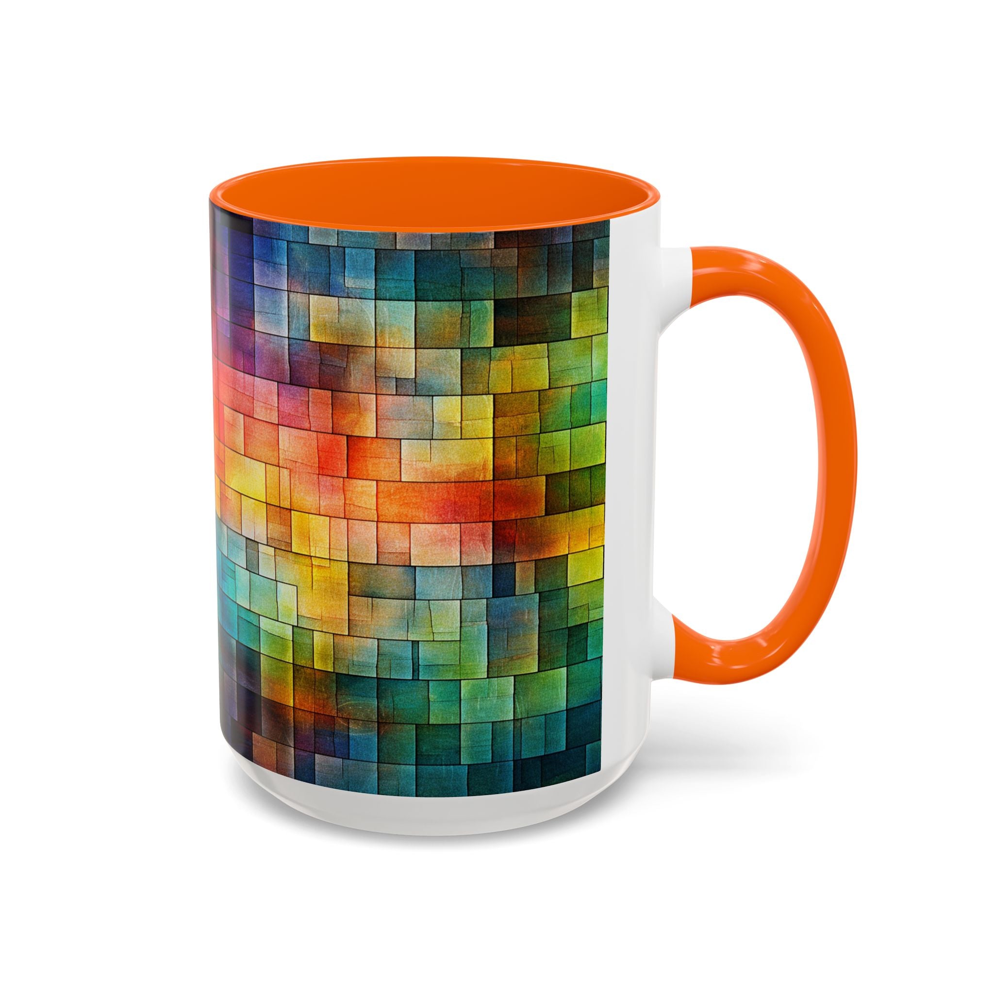 Colorful Mosaic Accent Coffee Mug - Vibrant Geometric Pattern (11/15 oz)