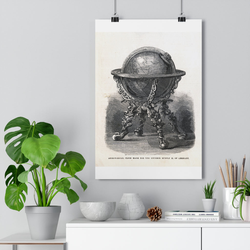 Vintage Ornate Globe Poster — Antique Scientific Illustration Wall Art