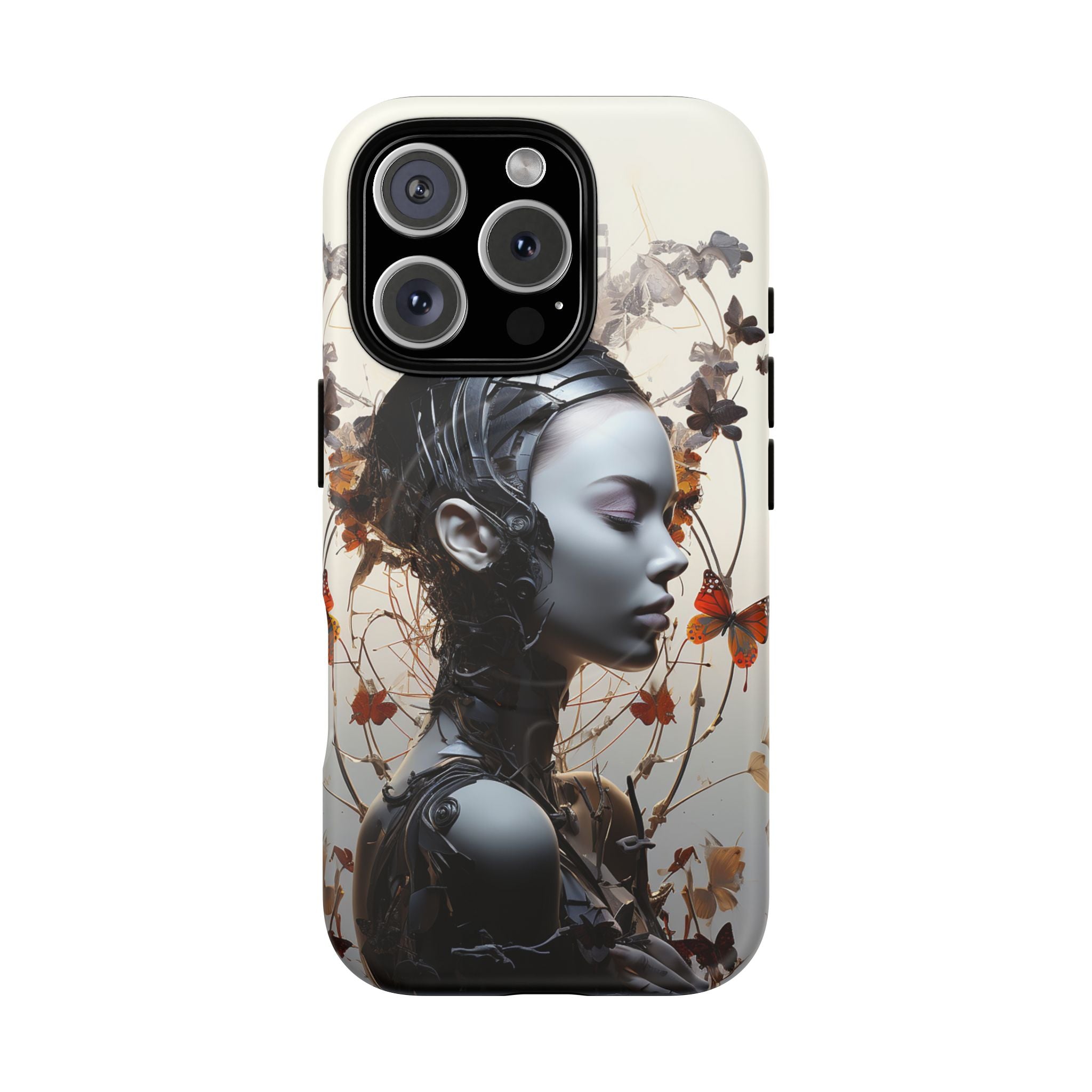 Art Nouveau Cyberpunk Phone Case — Surreal Floral Femme Tough Magnetic Case
