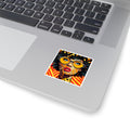 Afro Pop Art Square Sticker — Retro Sunglasses Woman, Bold Colorful Laptop Decal