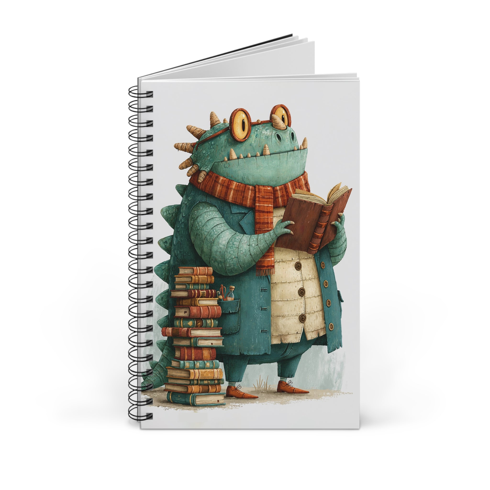 Cute Bookworm Monster Spiral Journal – Lined Notebook for Readers & Writers
