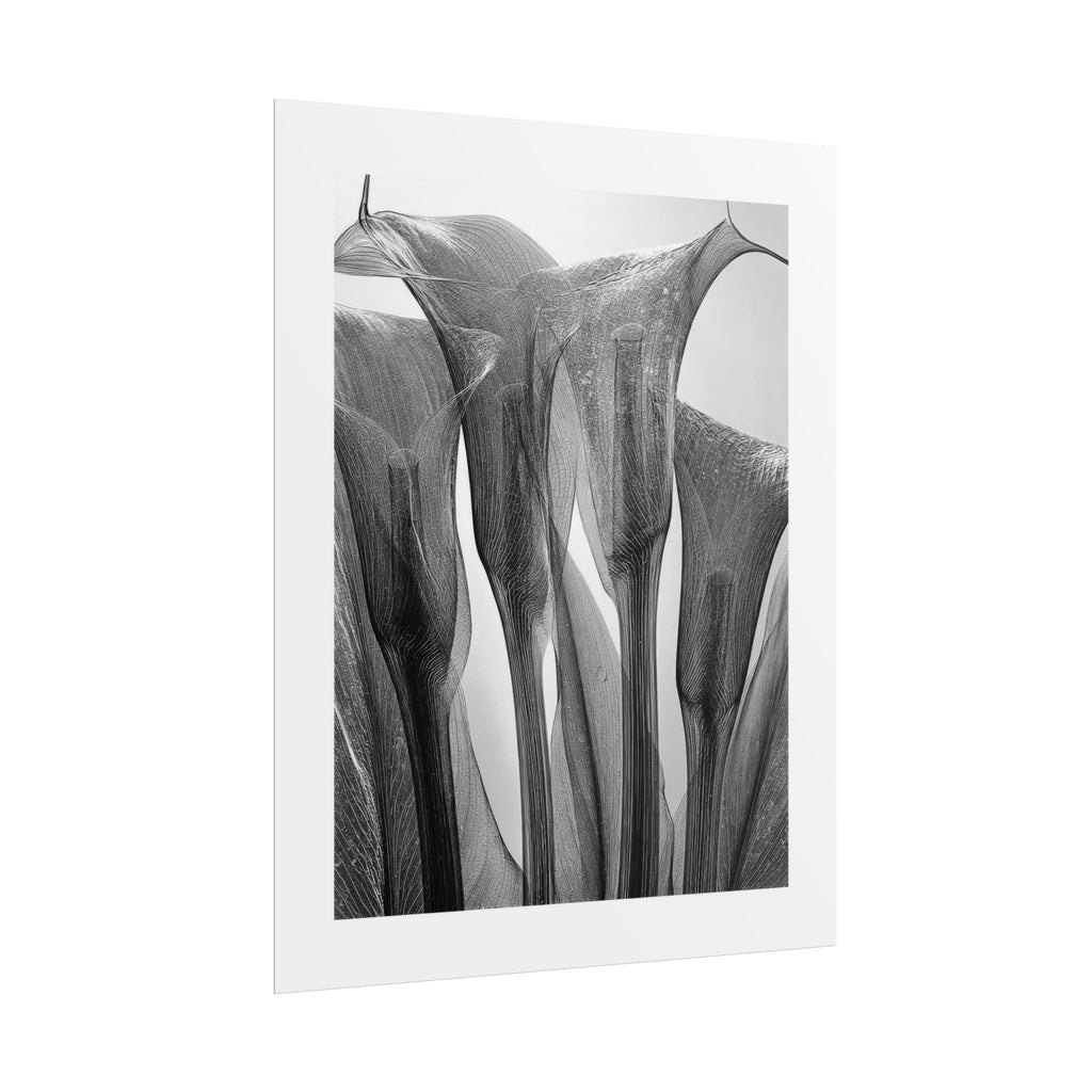 Abstract Botanical Poster — Black & White Calla Lily Photography (Rolled Poster)