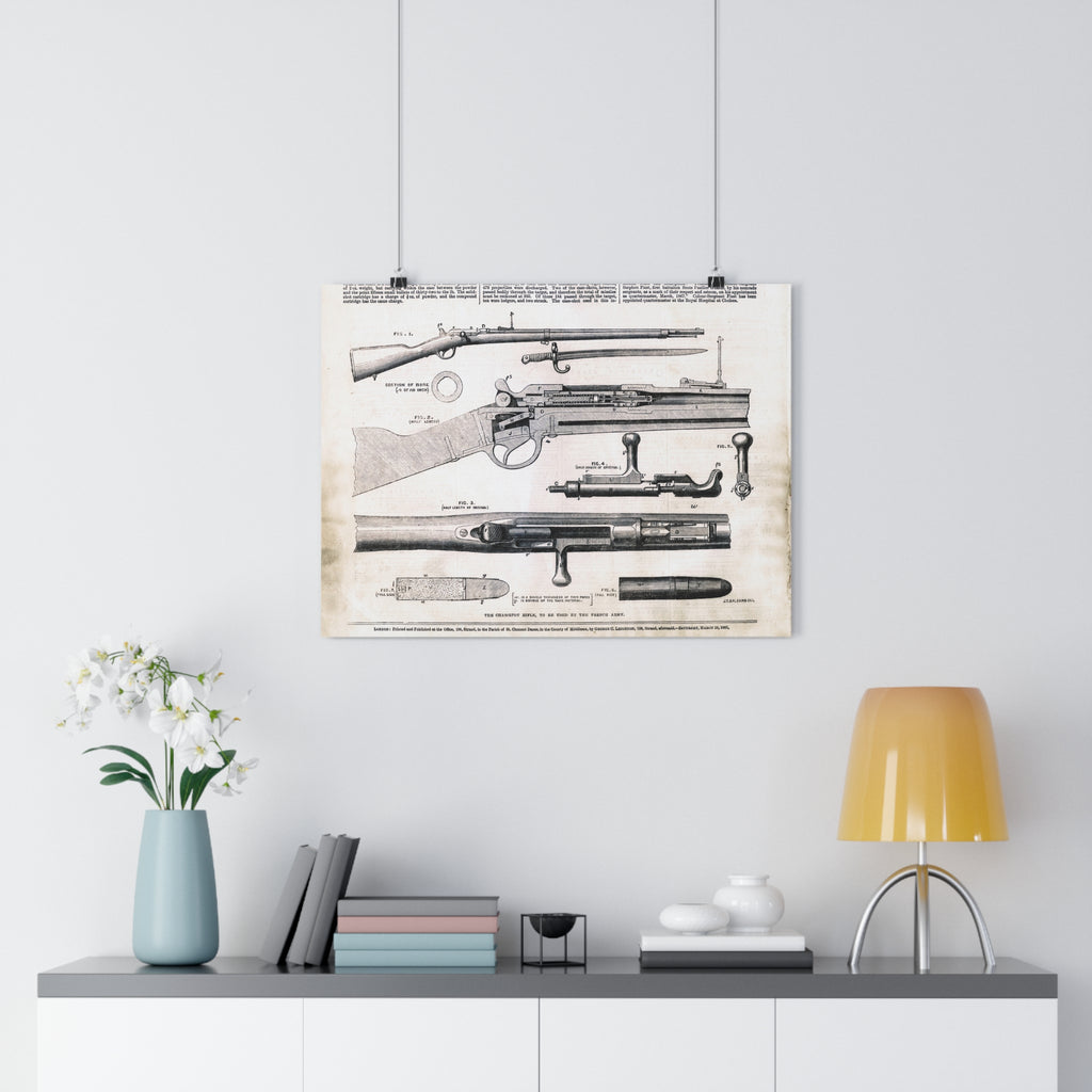 Vintage Rifle Patent Poster – Antique Firearm Blueprint Wall Art