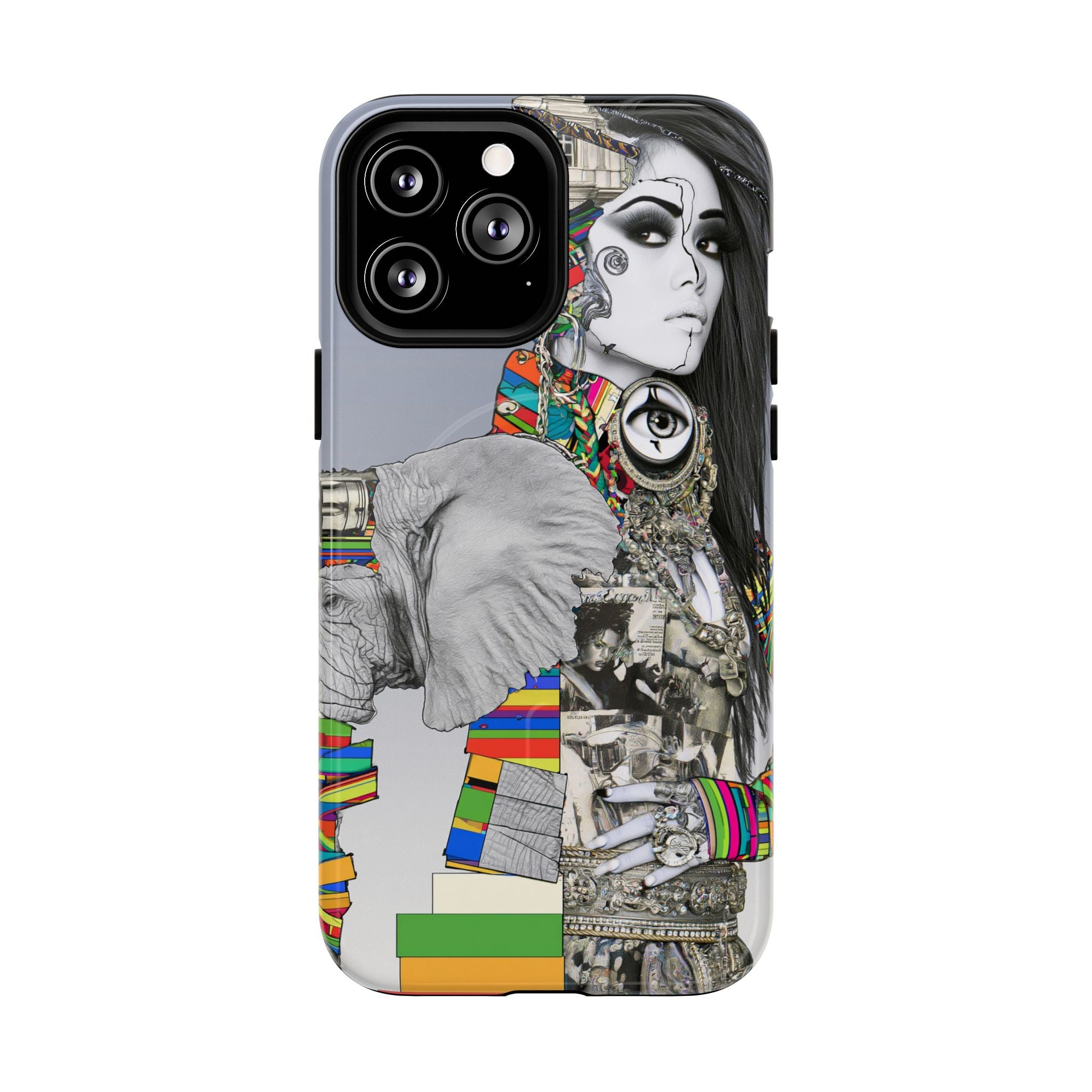 Artistic Elephant Collage Phone Case — Tough Magnetic Protective Cover