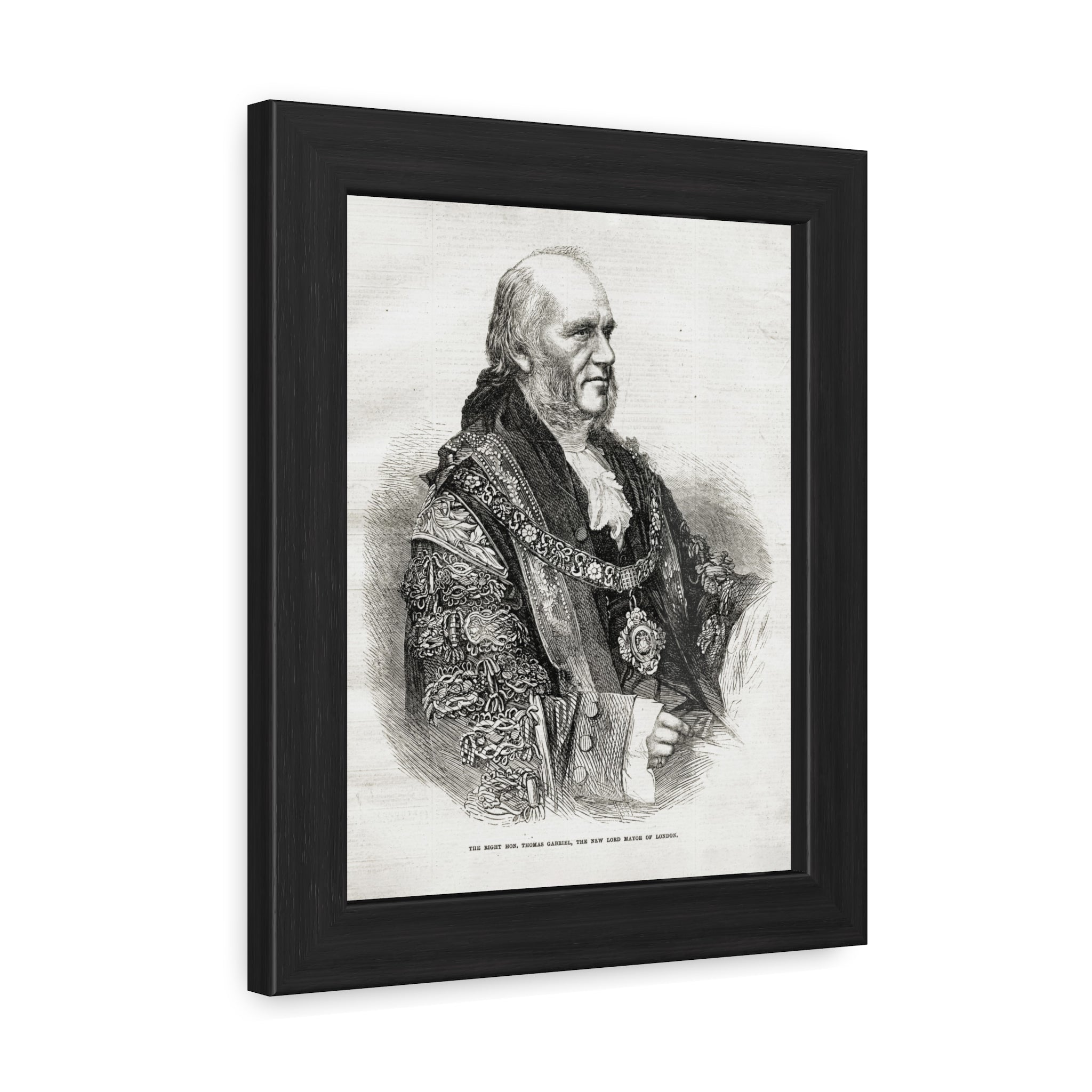 Framed Poster - Vintage Engraved Portrait Print (Antique Historical Decor)