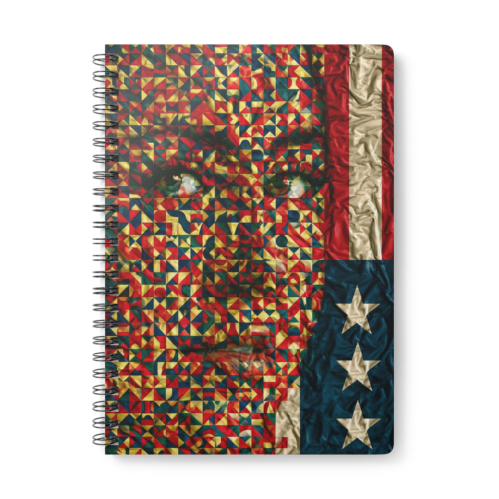 A5 Wirobound Notebook — Patriotic Mosaic Face Cover, Lined Journal