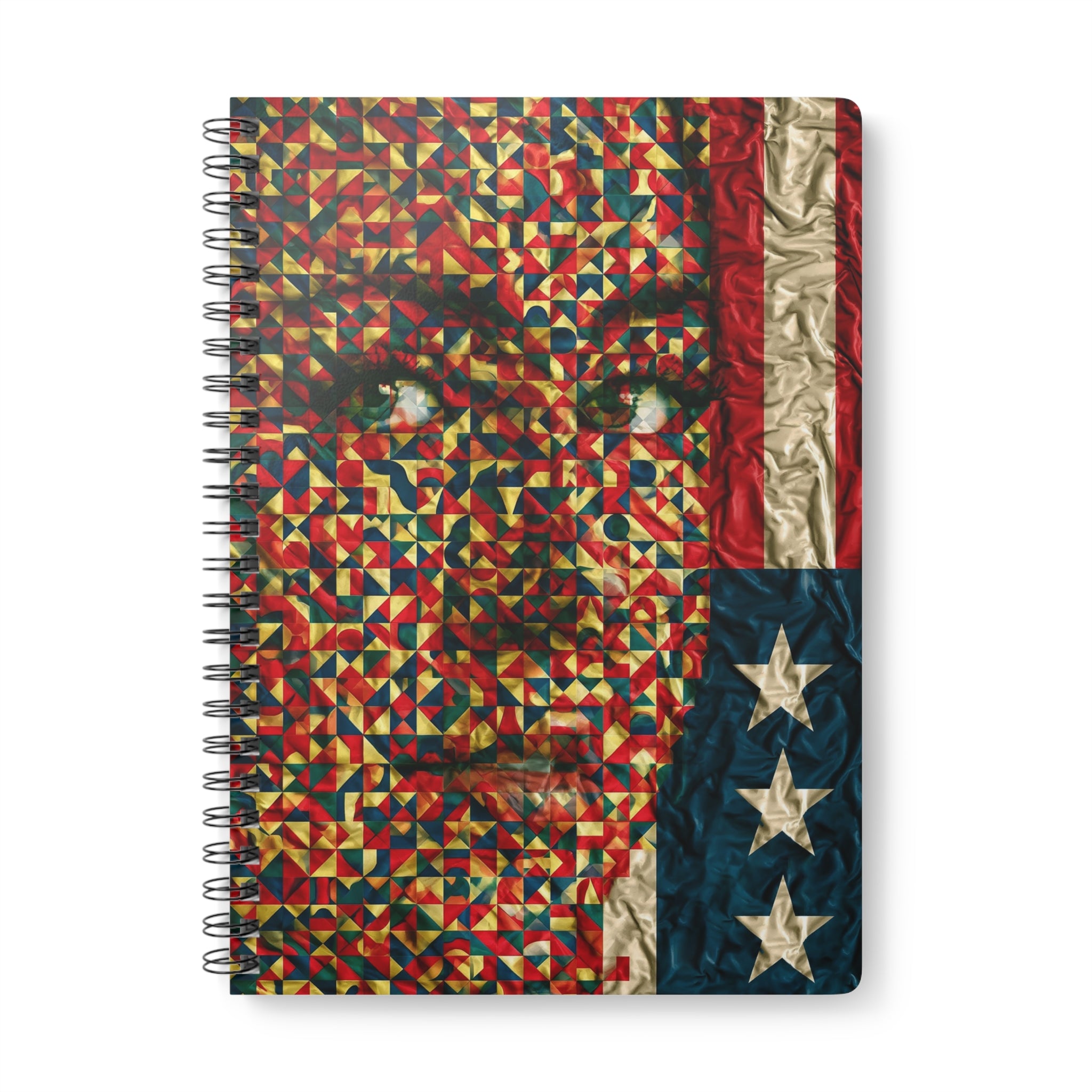 A5 Wirobound Notebook — Patriotic Mosaic Face Cover, Lined Journal