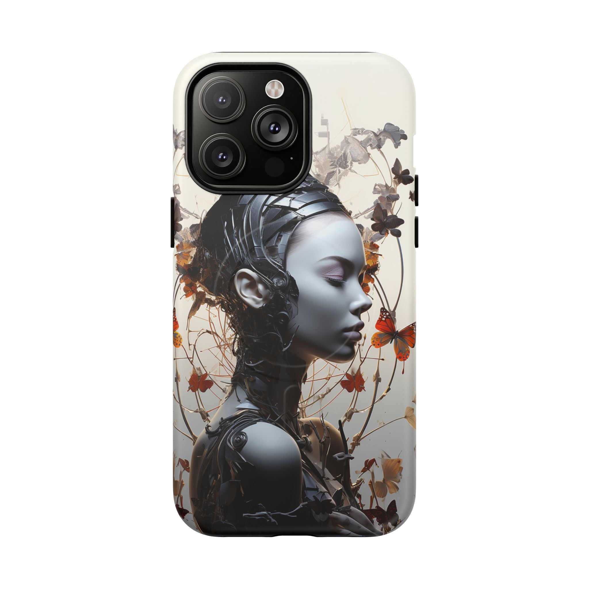 Art Nouveau Cyberpunk Phone Case — Surreal Floral Femme Tough Magnetic Case