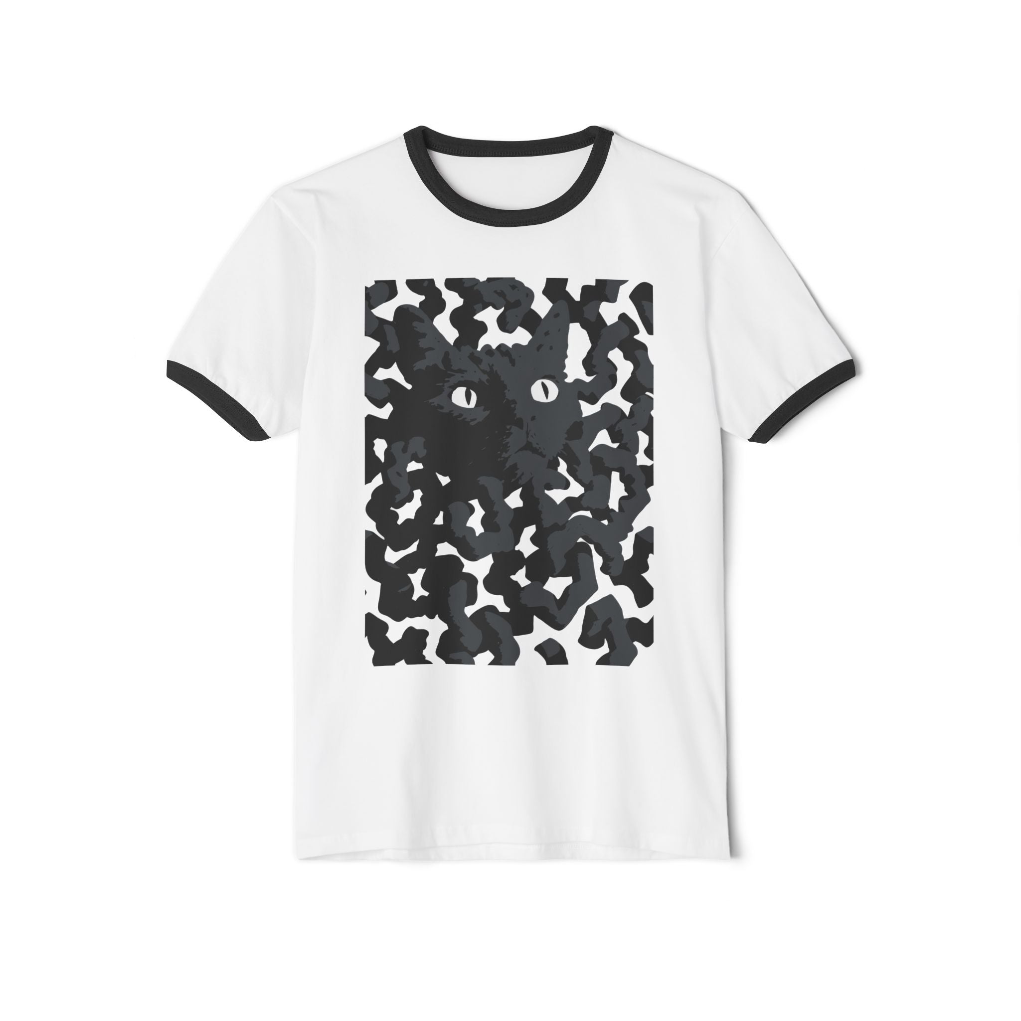 Black Cat Camouflage Ringer Tee