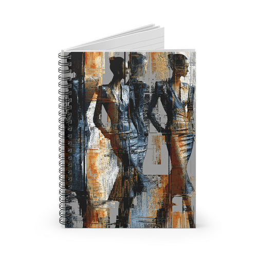 Abstract Fashion Figures Spiral Notebook — Ruled Lined Journal for Designers & Creatives