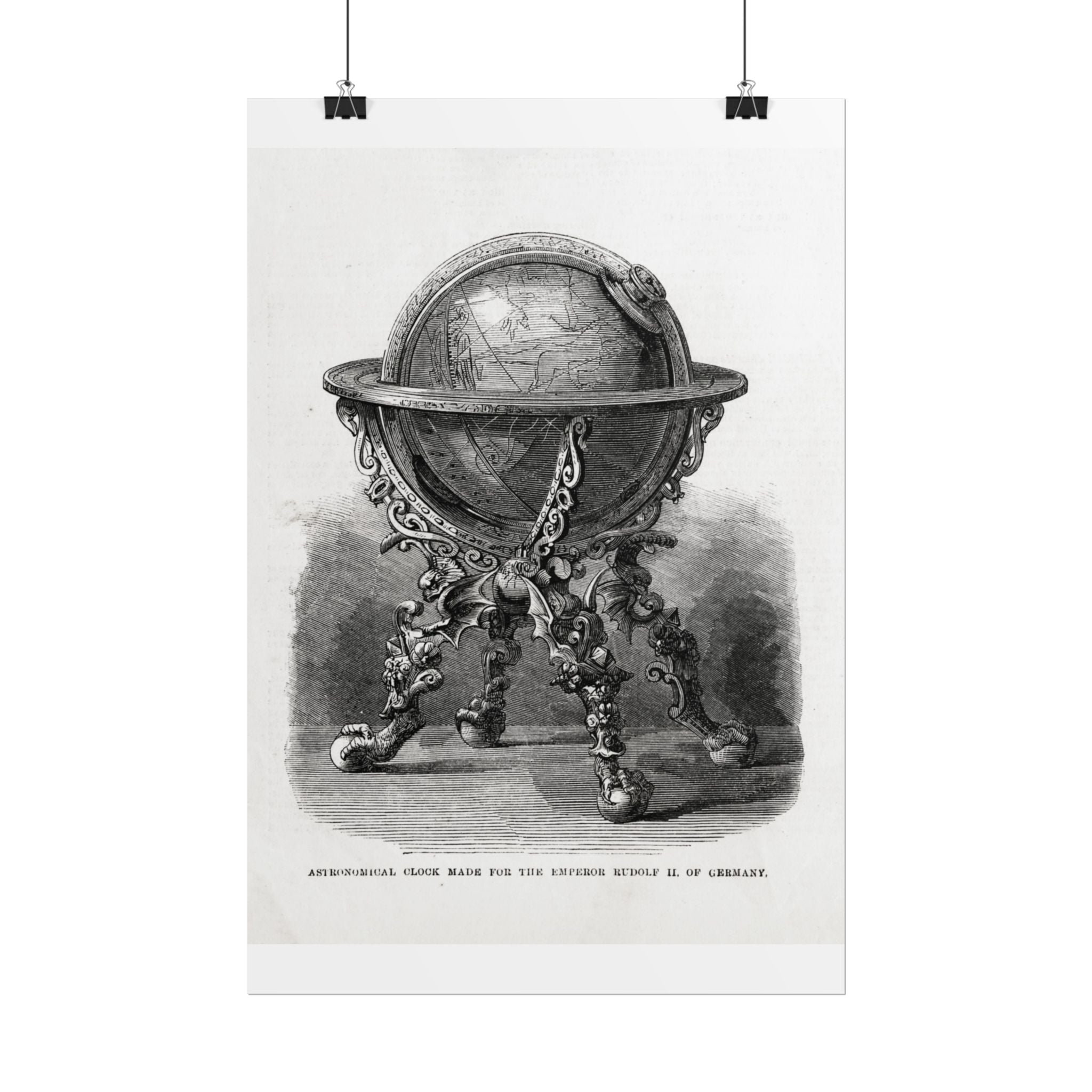 Antique Globe Illustration Rolled Poster — Vintage Scientific Print
