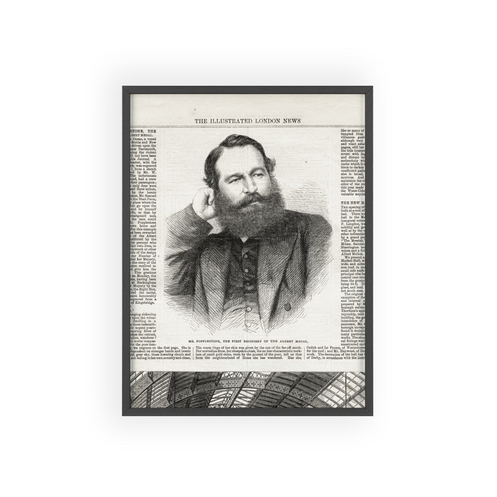 Mr. Popplestone, the first recipient of the Albert Medal. Vintage Illustrated London News Portrait Poster — Framed Wood Print