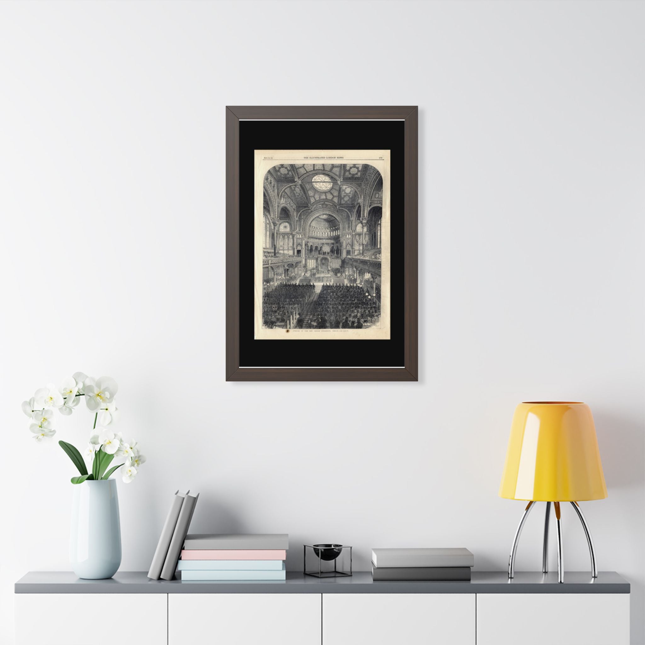 Opening of The New Jewish Synagogue, Berlin. Framed Poster - Vintage Church Interior Print (Antique Architectural Illustration)