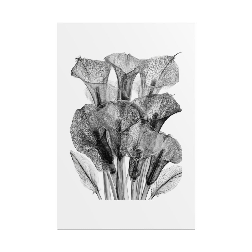 Rolled Poster - Black & White X-Ray Calla Lily Botanical Print