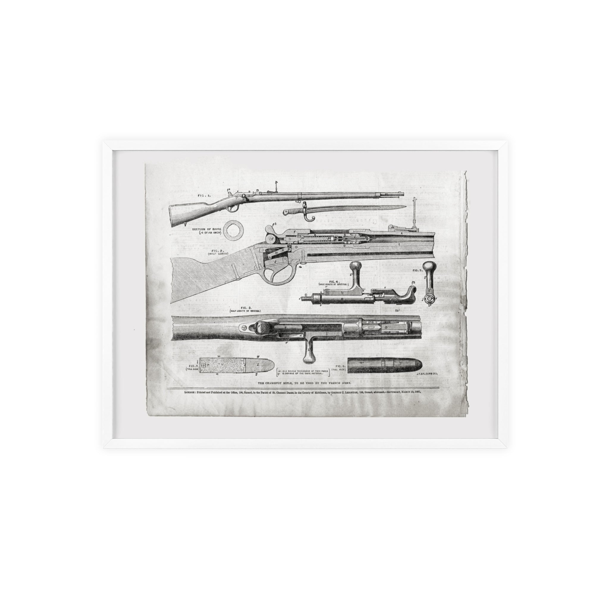 Antique Rifle Patent Poster — Framed Vintage Firearm Print