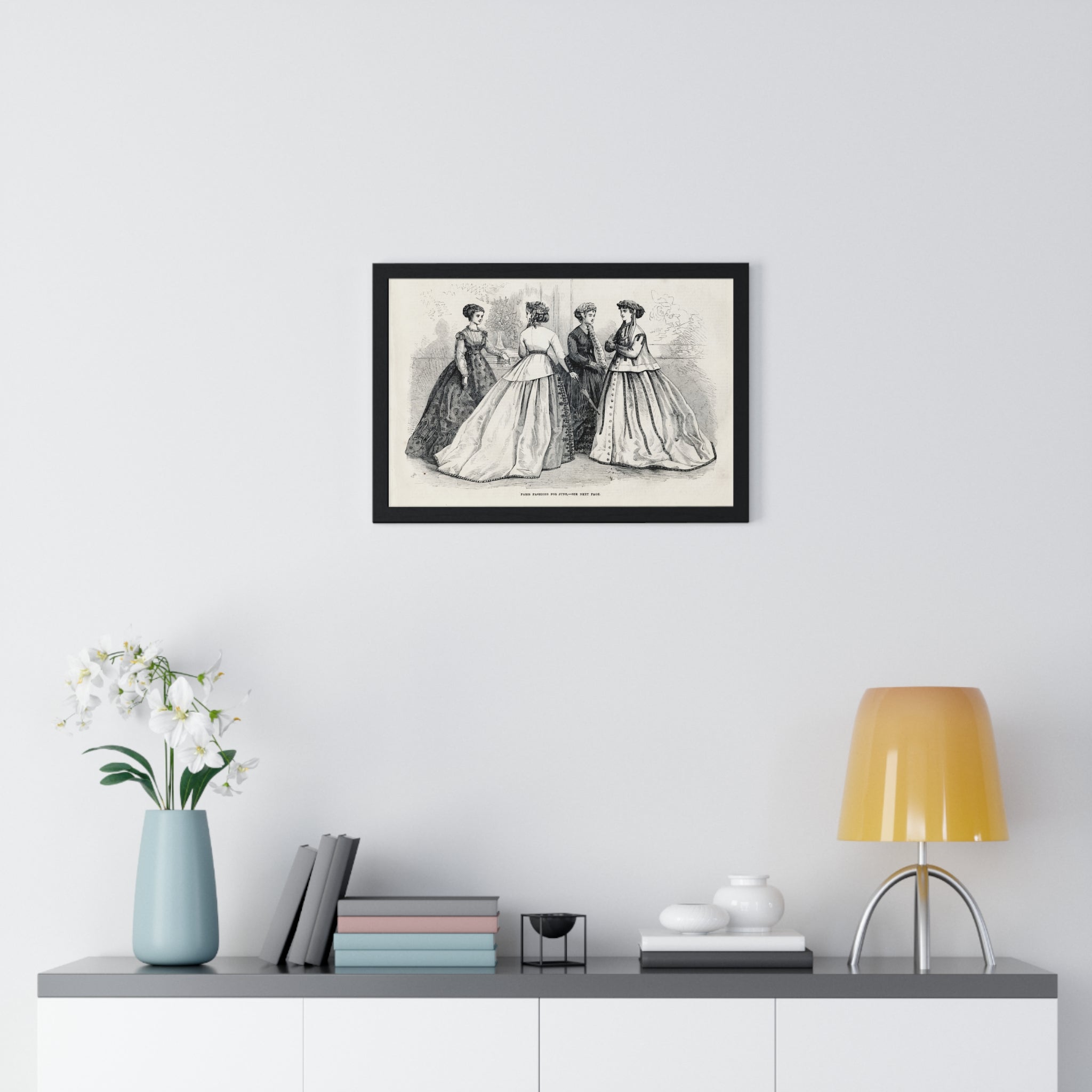 Vintage Fashion Print Framed Poster — Paris Fashion — 19th Century Ladies Illustration