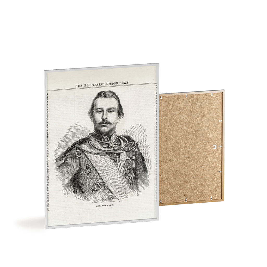 H.S.H. Prince TECK. Vintage Victorian Portrait Poster with Wooden Frame — Illustrated London News Print