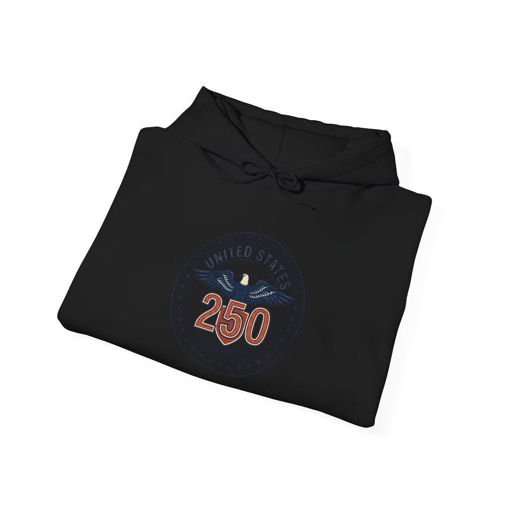 250 Years Patriotic Seal Hoodie | 4th of July Anniversary, USA Bicentennial Style