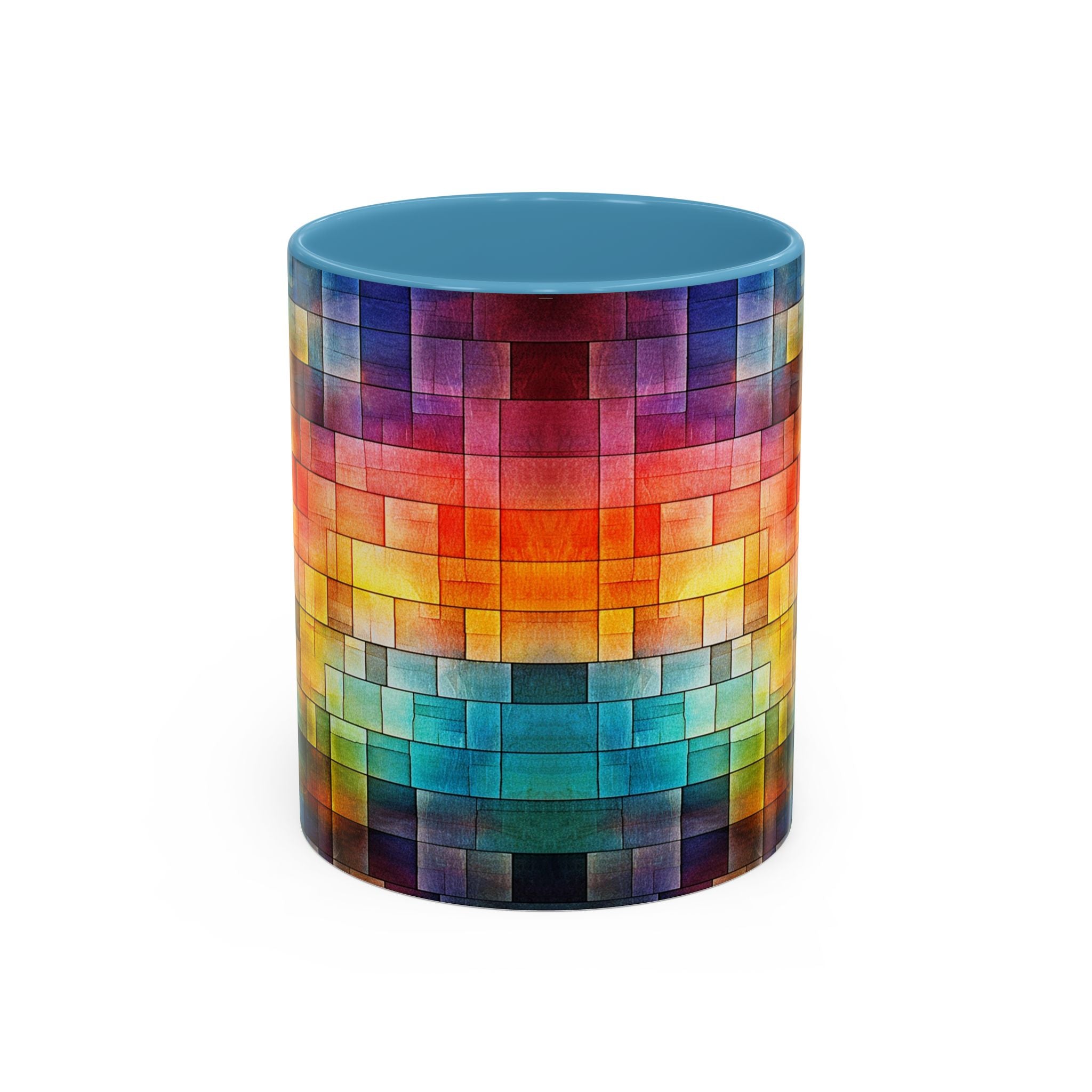 Colorful Mosaic Accent Coffee Mug - Vibrant Geometric Pattern (11/15 oz)
