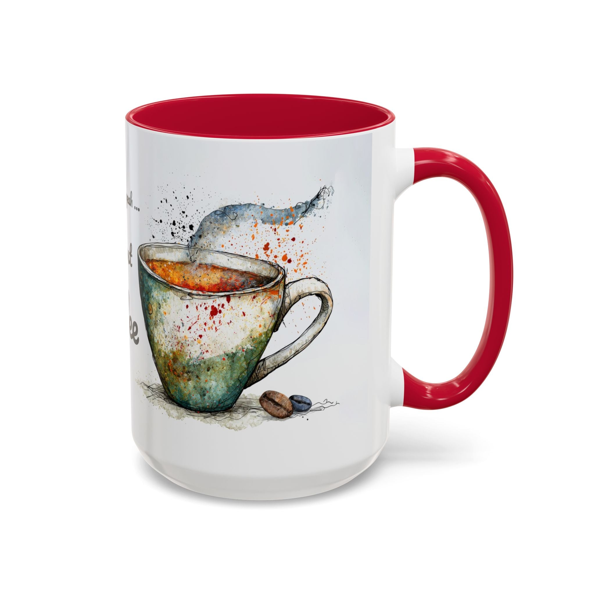But First Coffee Ceramic Mug — Colorful Watercolor Coffee Cups (11oz & 15oz)