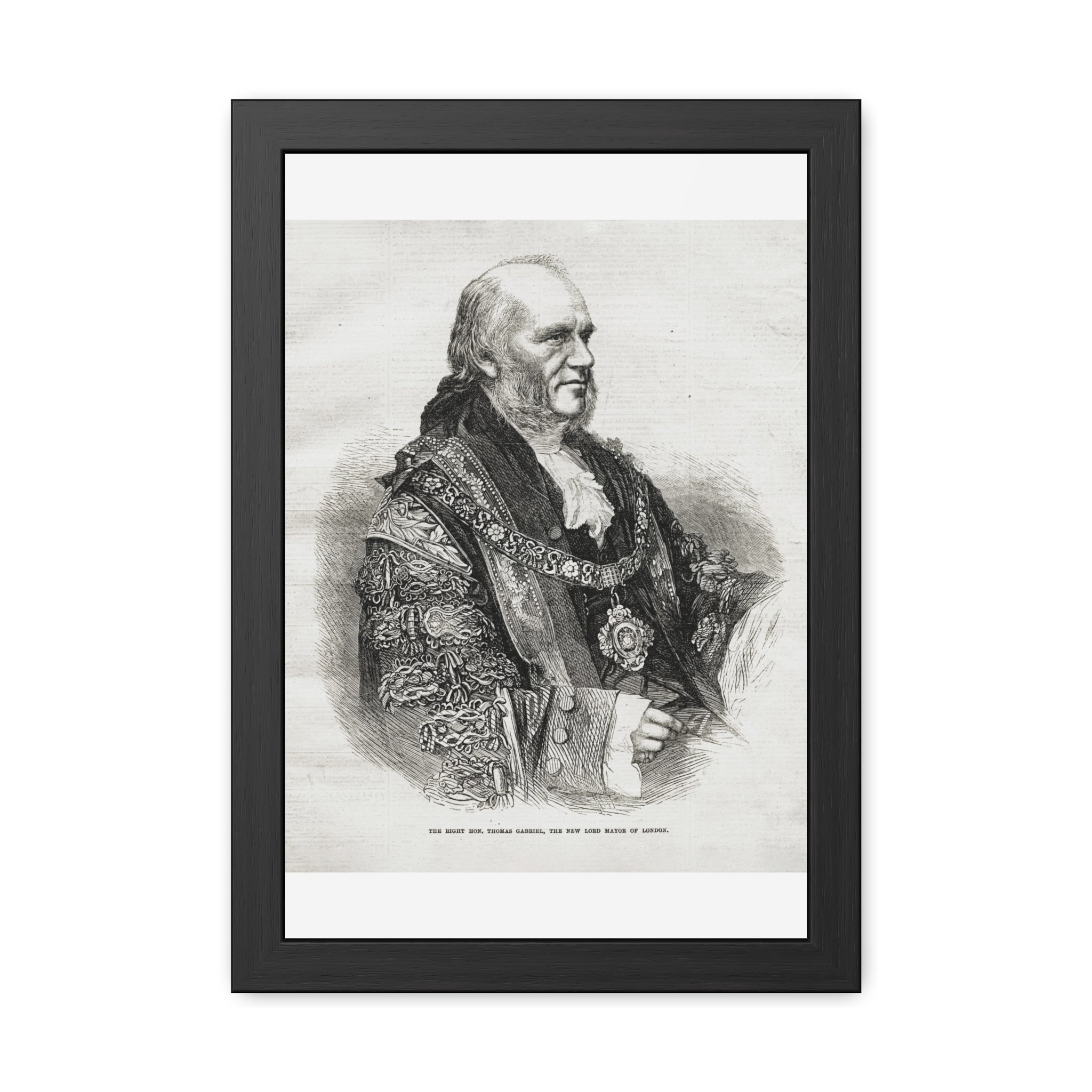 Framed Poster - Vintage Engraved Portrait Print (Antique Historical Decor)