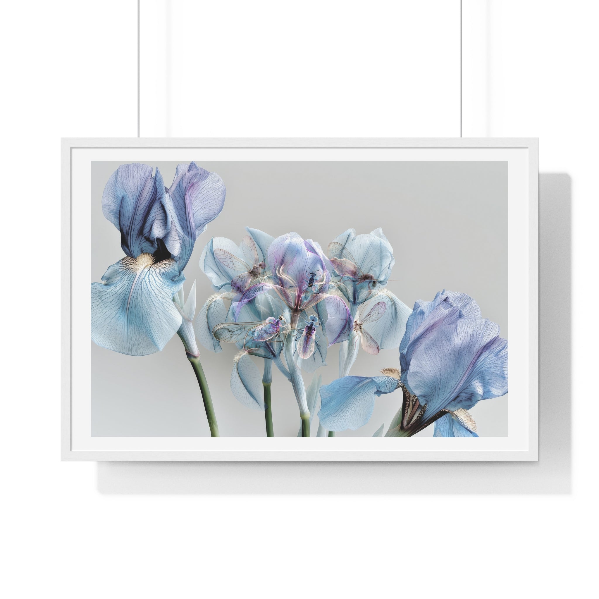 Blue Iris Floral Framed Poster — Botanical Wall Art Print