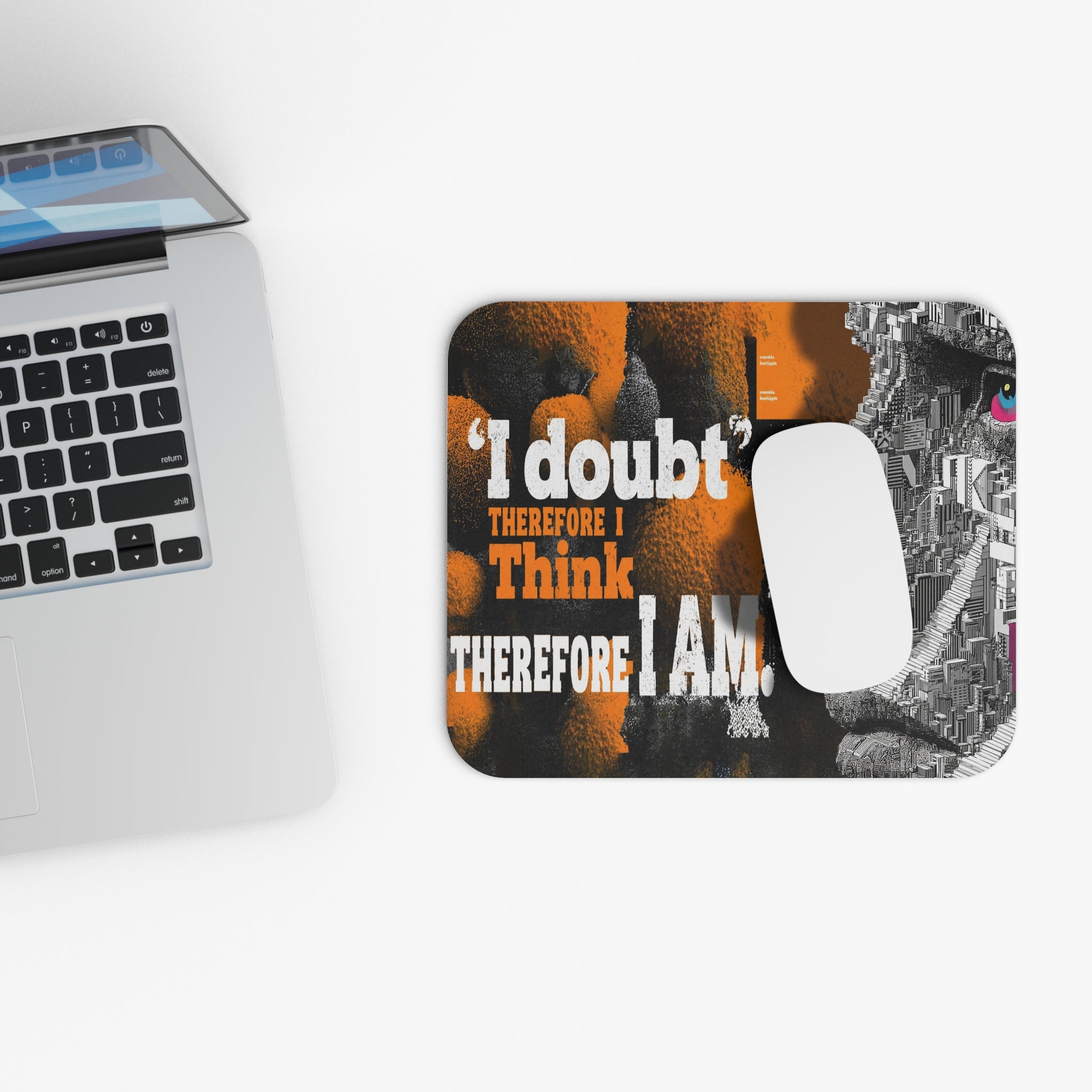 I Doubt Therefore I Think — Motivational Lion Mouse Pad