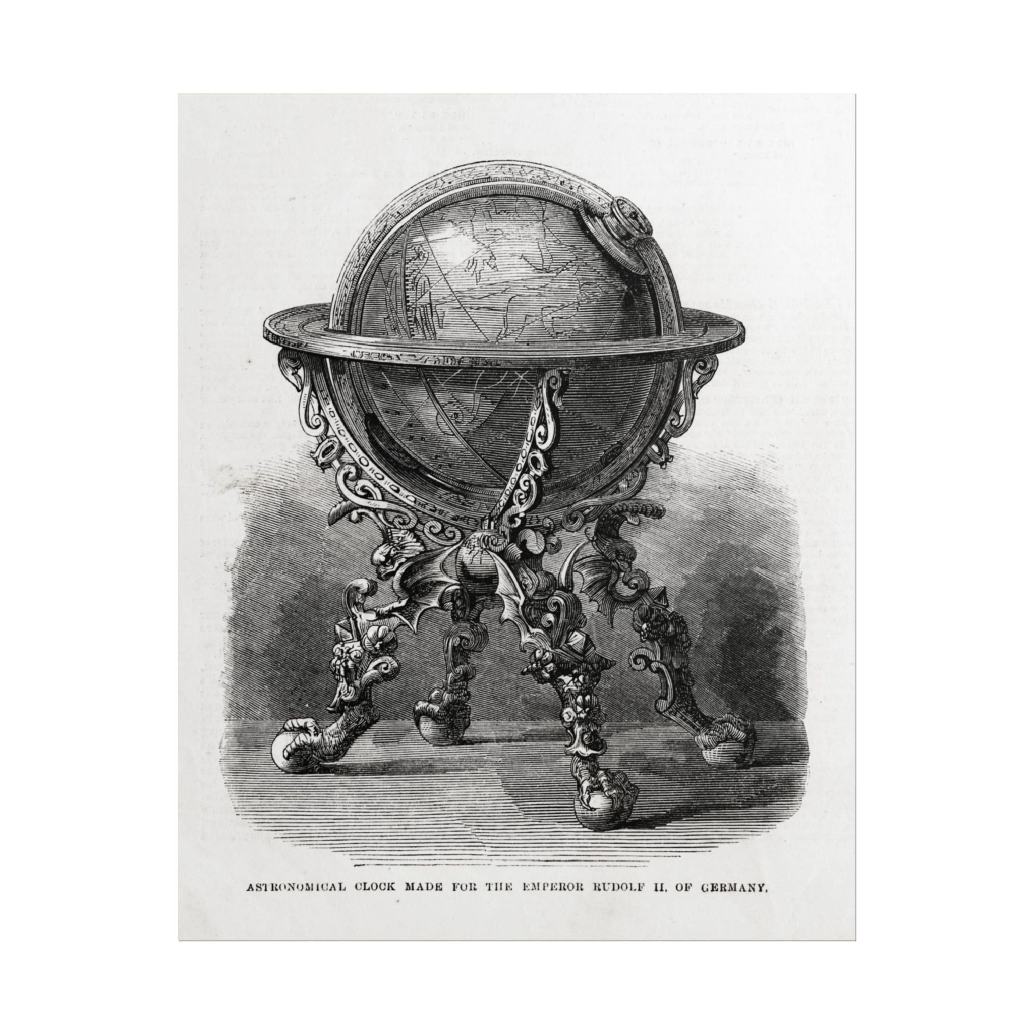 Antique Globe Illustration Rolled Poster — Vintage Scientific Print