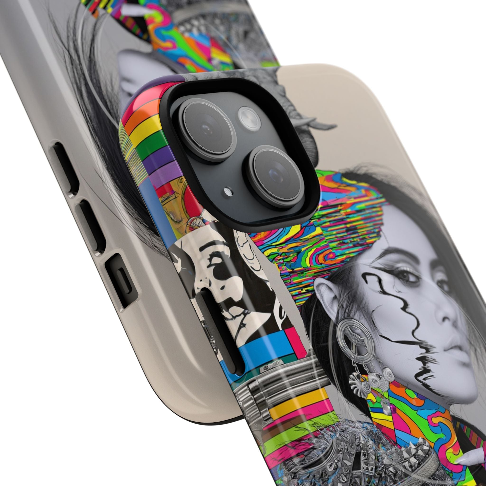 Phone Case - Colorful Glitch Portrait Tough Magnetic Case