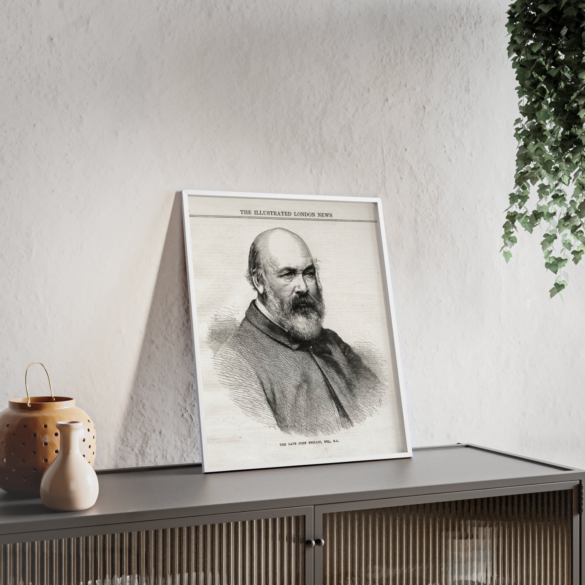 The Late John Phillip, Esq. Framed Vintage Portrait Print — Illustrated London News Gentleman Poster