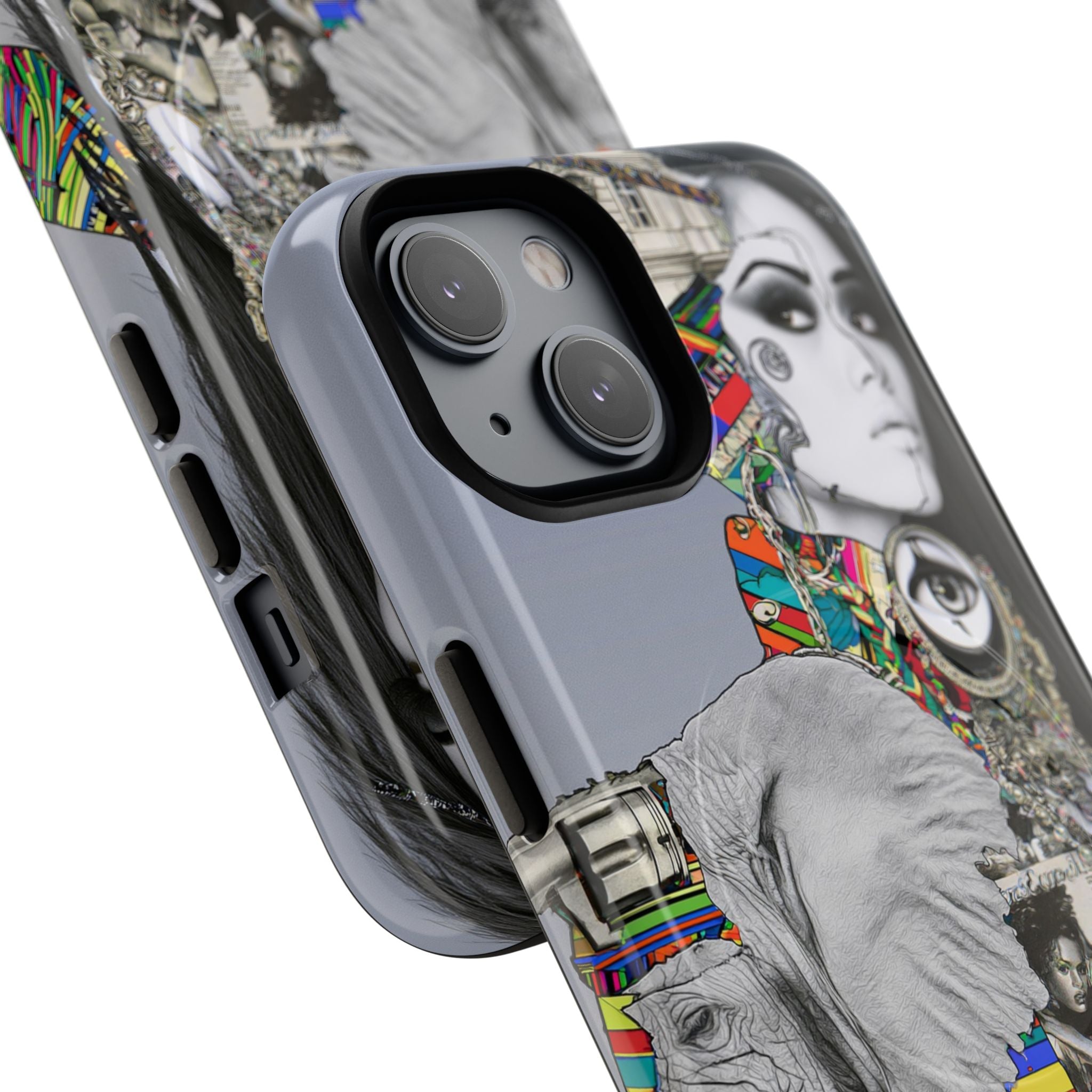 Artistic Elephant Collage Phone Case — Tough Magnetic Protective Cover