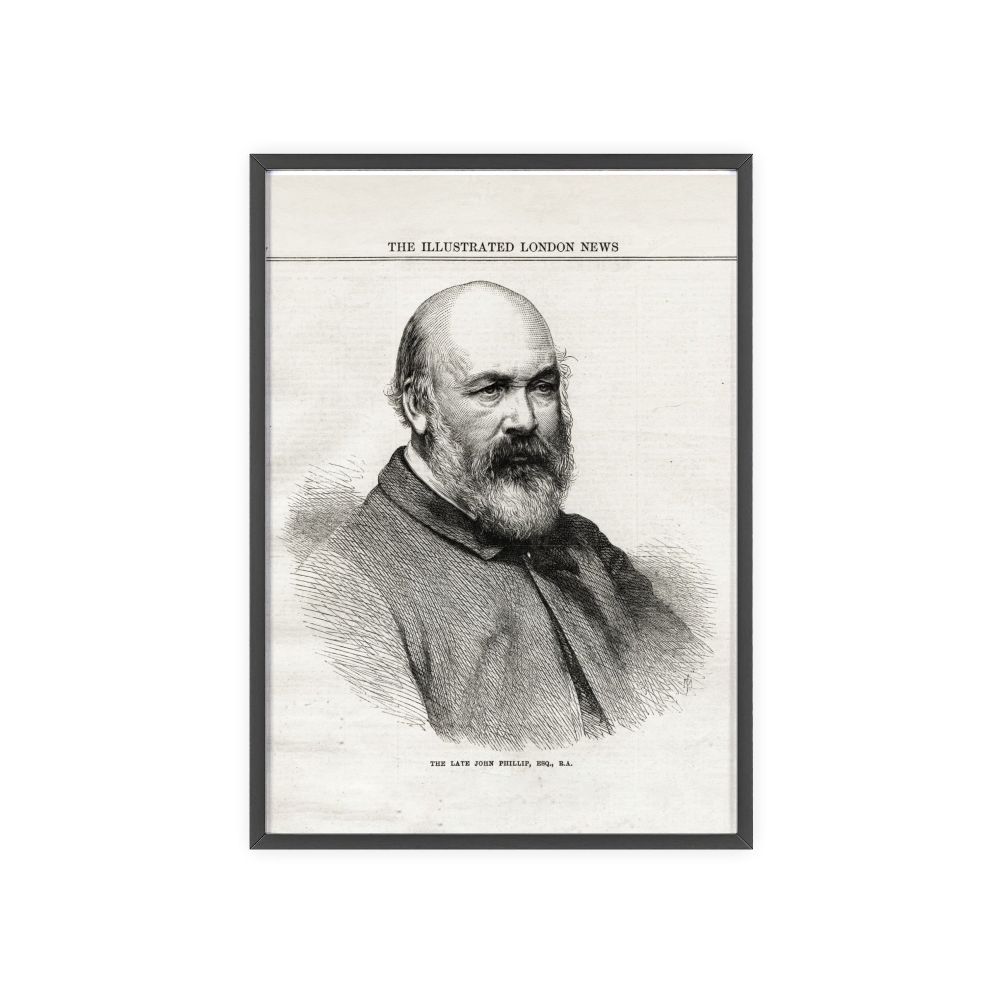 The Late John Phillip, Esq. Framed Vintage Portrait Print — Illustrated London News Gentleman Poster