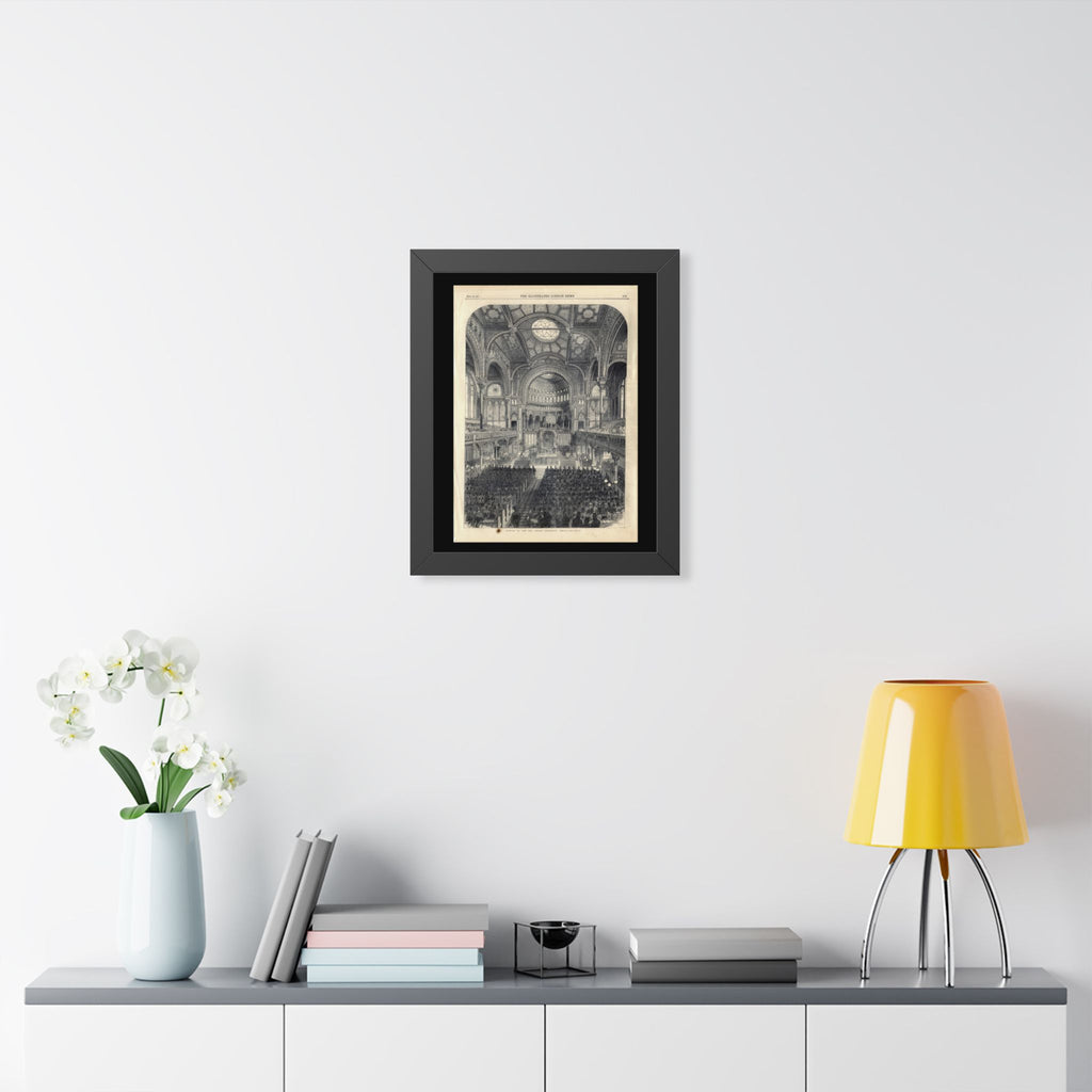 Opening of The New Jewish Synagogue, Berlin. Framed Poster - Vintage Church Interior Print (Antique Architectural Illustration)